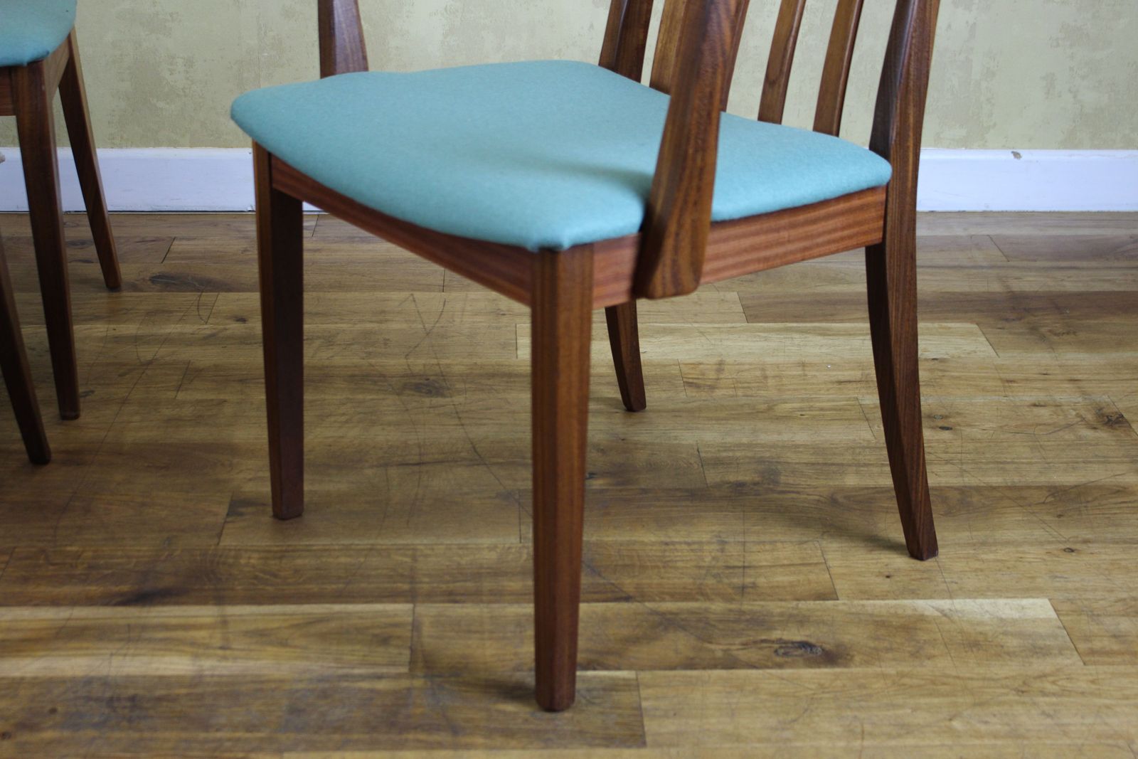 Set Of 6 G Plan 1970’s Teak Dining Chairs Newly Upholstered photo for sale