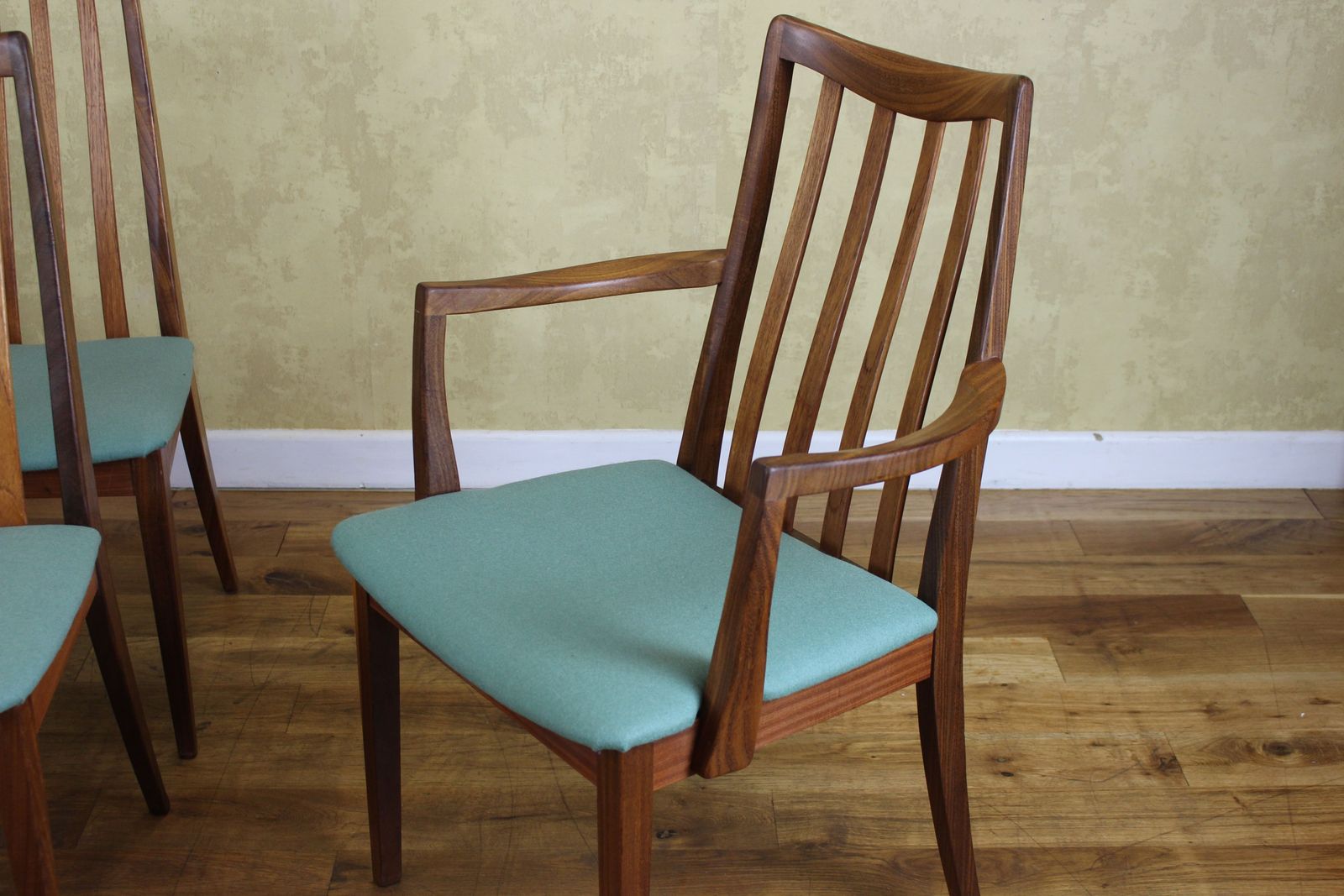 Set Of 6 G Plan 1970’s Teak Dining Chairs Newly Upholstered photo Furniture