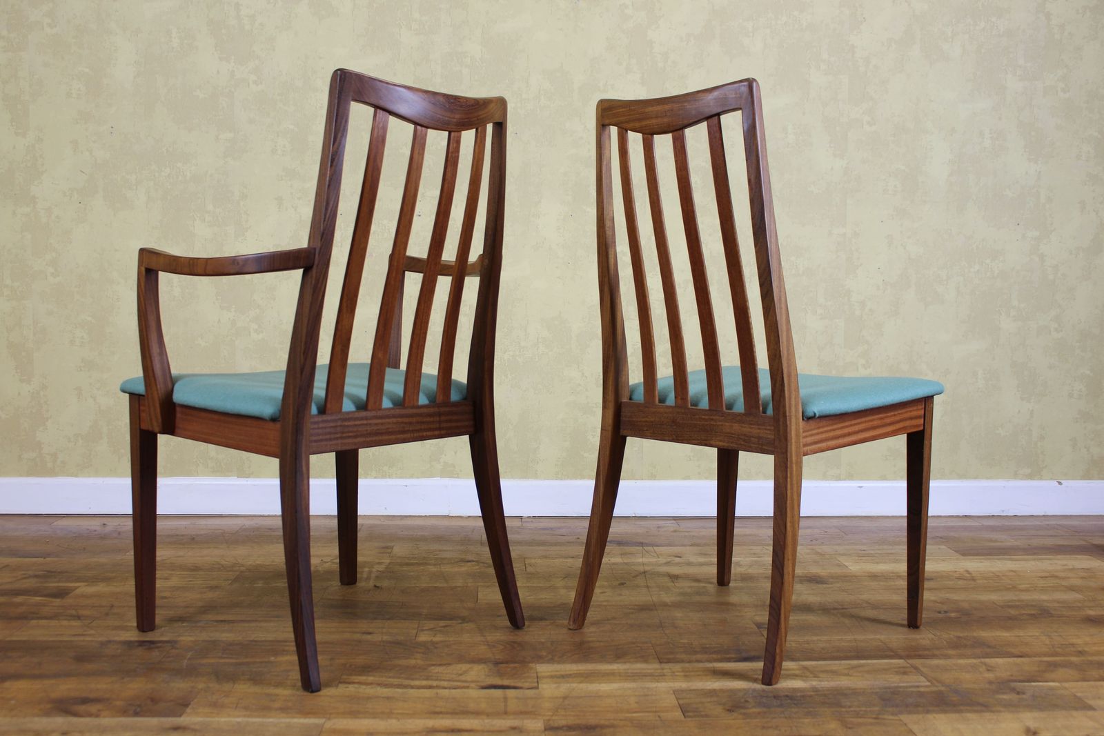 Set Of 6 G Plan 1970’s Teak Dining Chairs Newly Upholstered photo 600.0