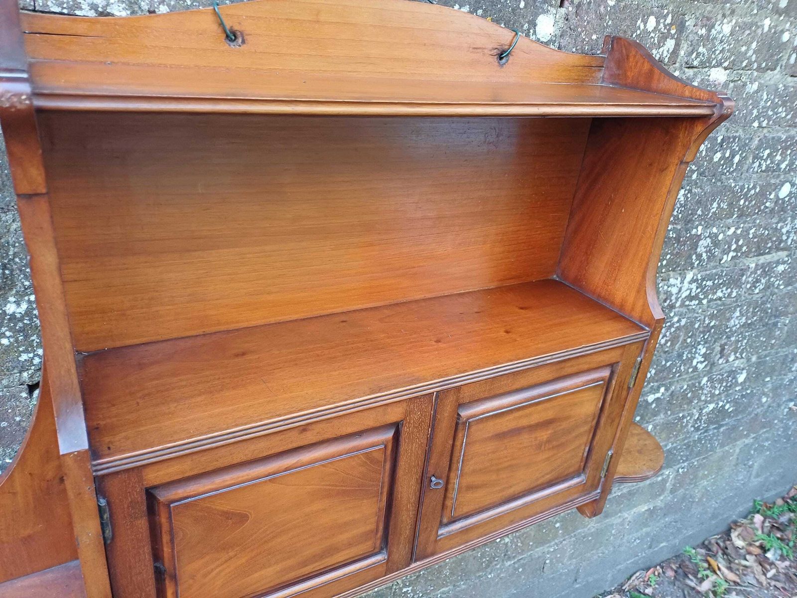 Large Late Victorian Edwardian Wall Cabinet Mahogany Antique Wall Cupboard With Shelves And Panelled Doors Working Key Free Hand Delivery. photo for sale