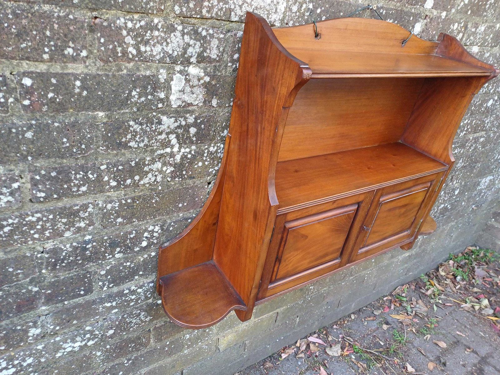 Large Late Victorian Edwardian Wall Cabinet Mahogany Antique Wall Cupboard With Shelves And Panelled Doors Working Key Free Hand Delivery. photo vintage