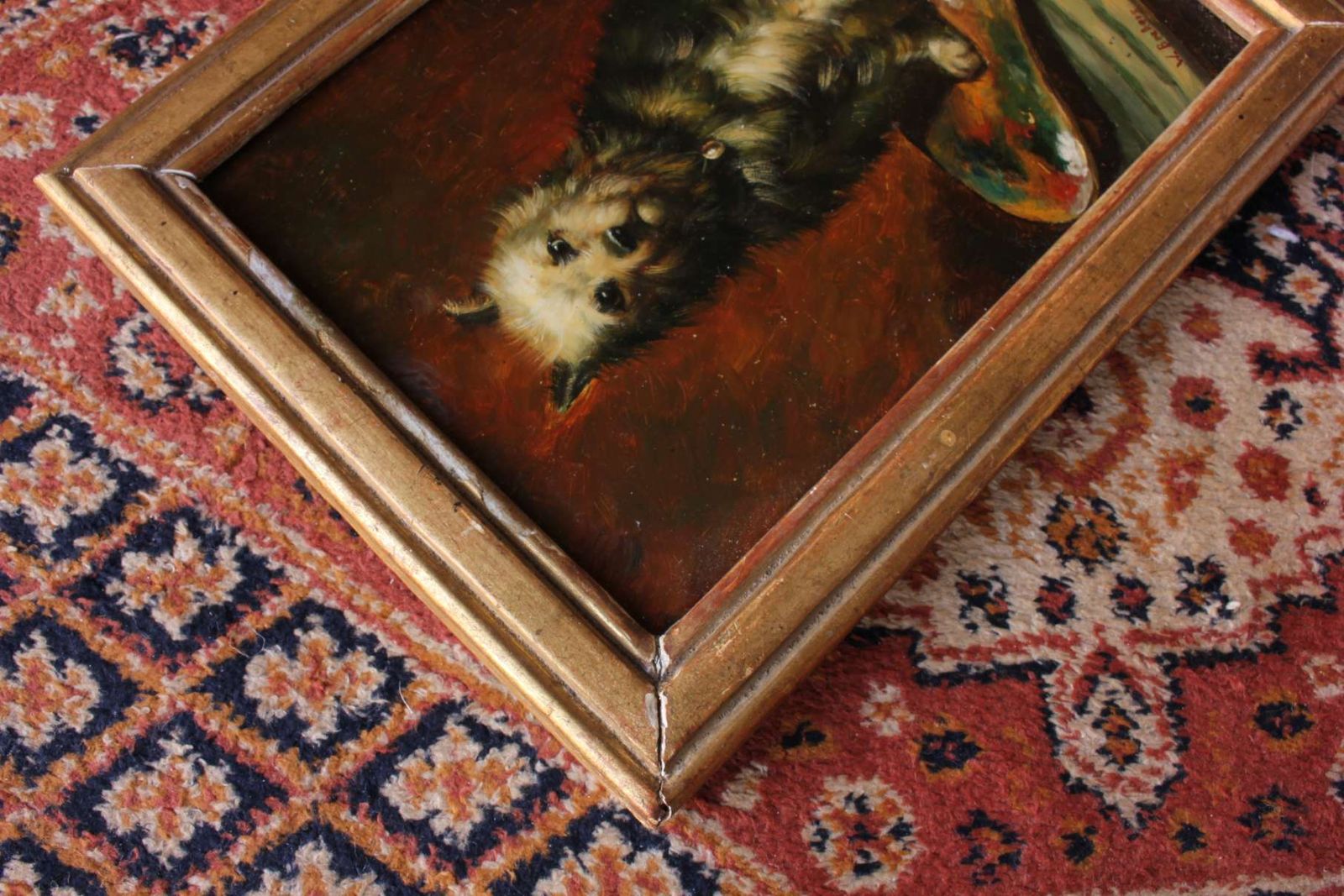495.0 The Artist's Dog Oil Painting. Terrier Portrait. 19th Century Artwork. photo