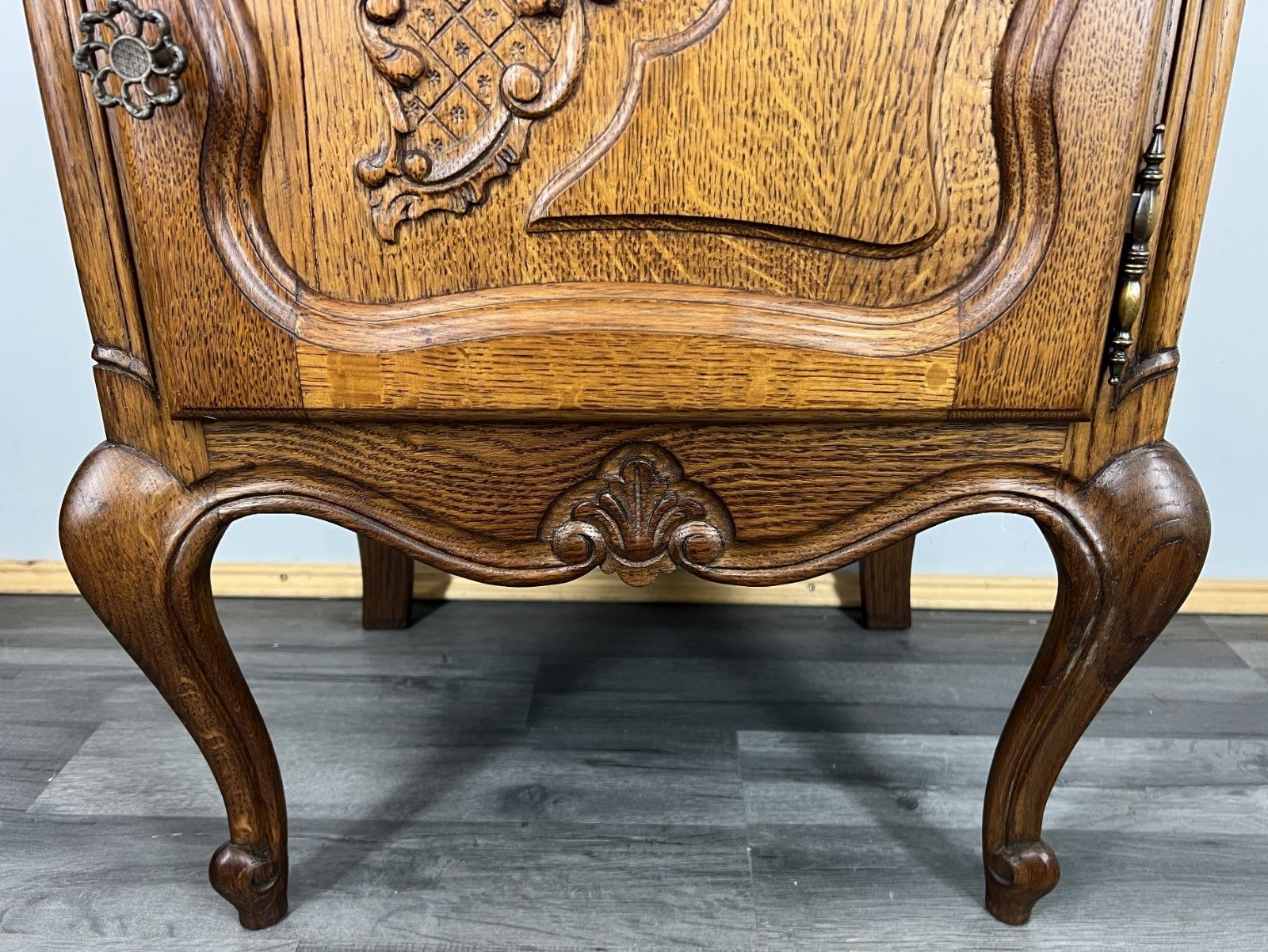 Pair Of Bedside Tables Vintage French Louis  XVI Oak Carved Cabinets Lot 4440 photo vinterior