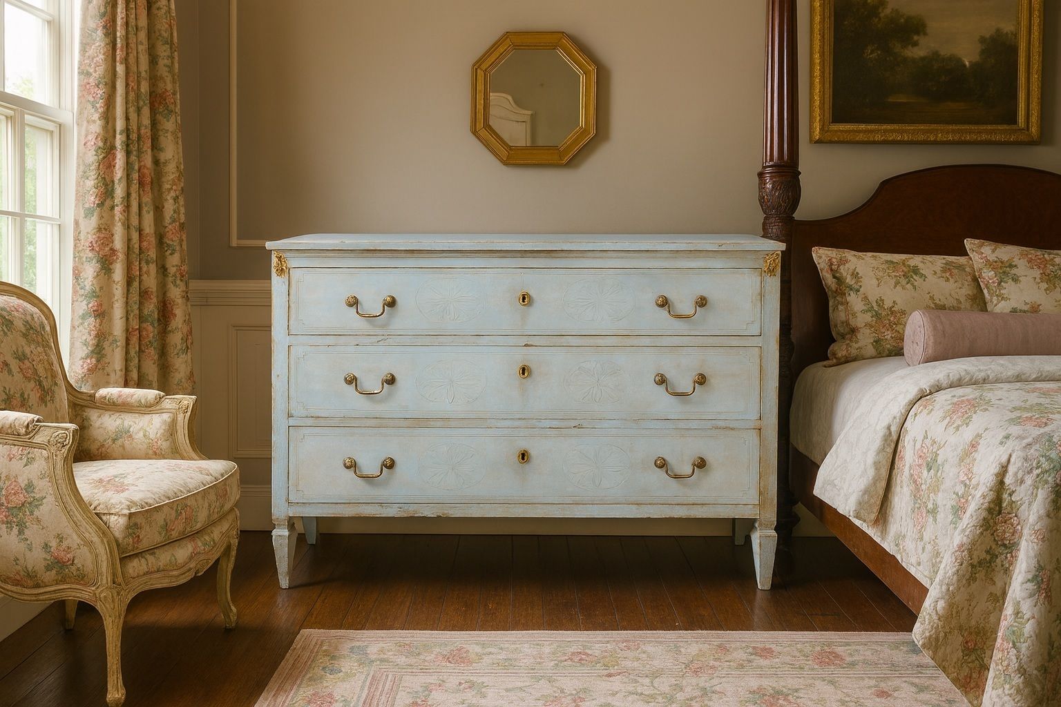 Gustavian Chest Of Drawers 18th Century Painted   – Swedish Neoclassical Commode, C.1770
