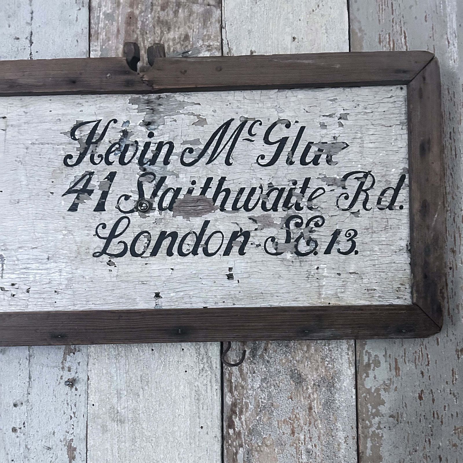 Large Antique Wooden Advertising Sign Engraving Service London photo for sale