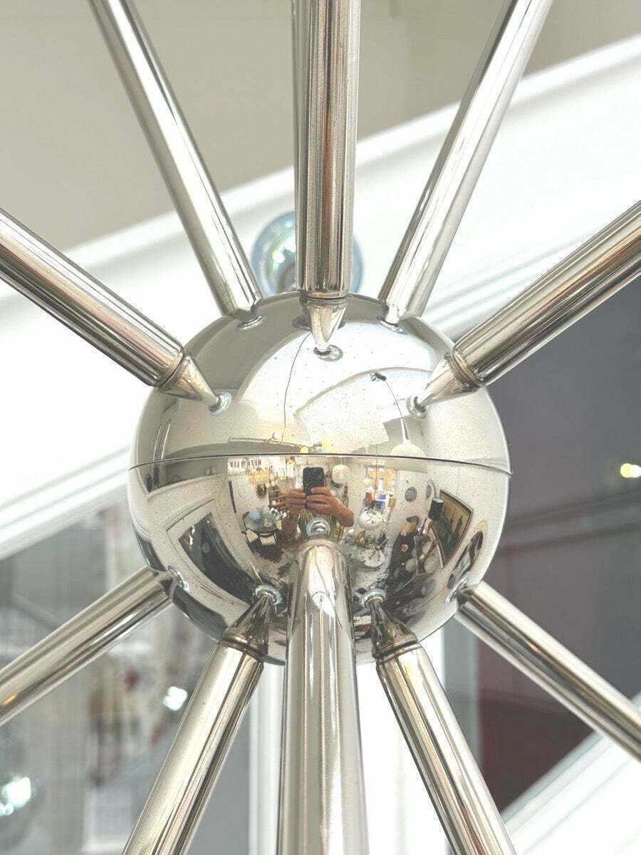 photo vintage 1970s Space Age Chrome 11 Arm Sputnik Ceiling Light