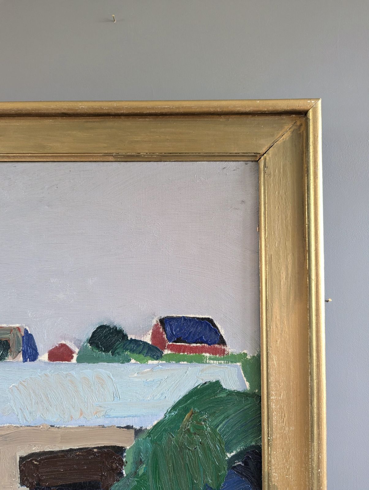 Oil Painting Hillside Houses, Modernist photo buy