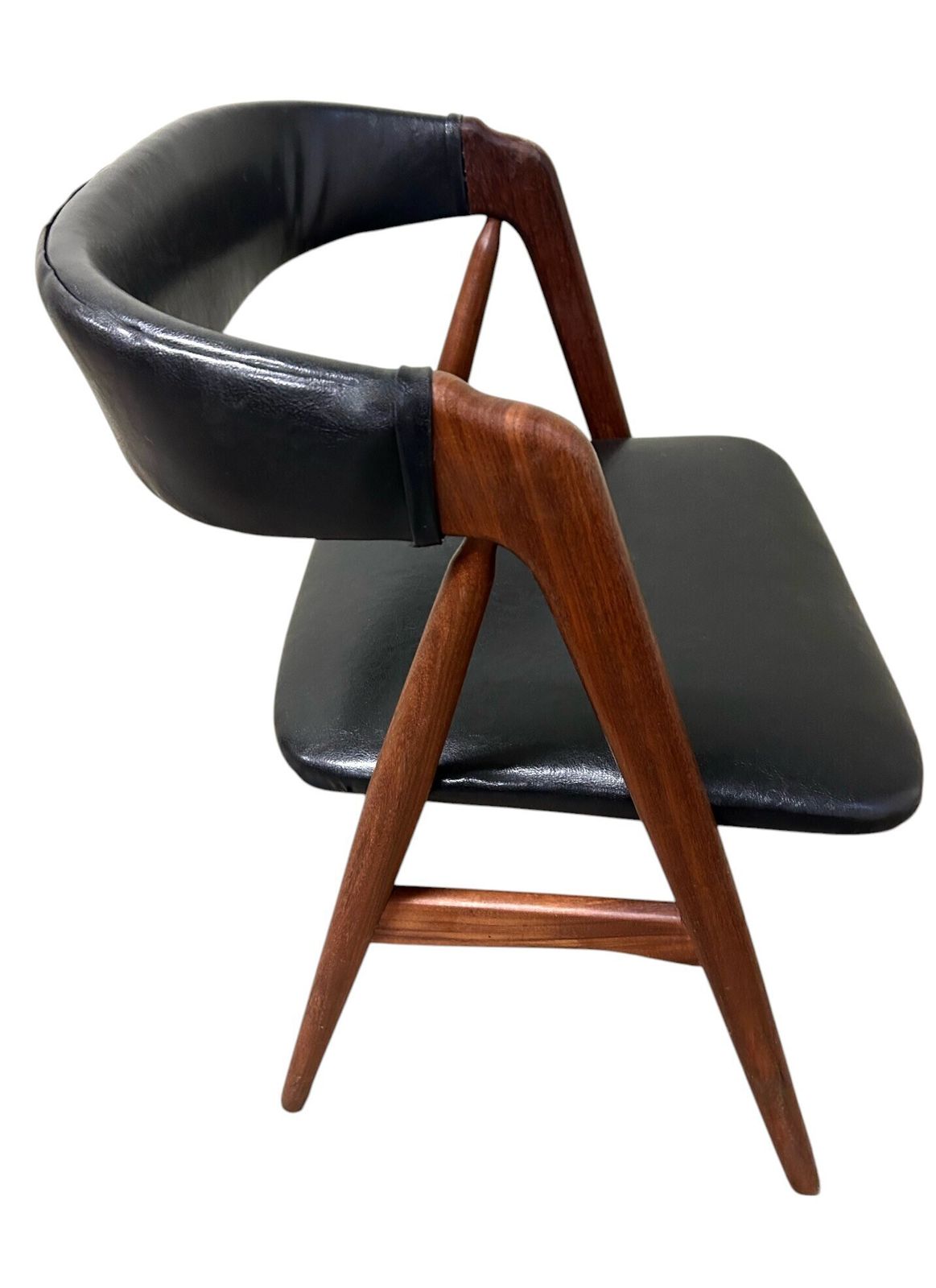 Danish Thomas Harlev Model 205 For Farstrup Teak And Black Vinyl Dining Desk Chair Mid Century 1950s photo buy