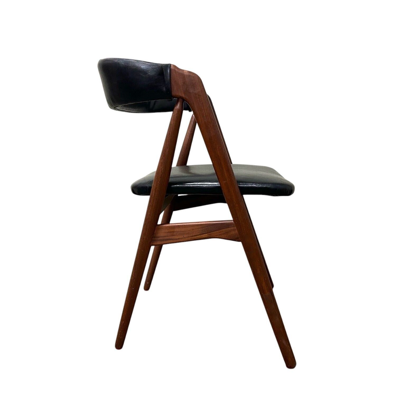 photo furniture Danish Thomas Harlev Model 205 For Farstrup Teak And Black Vinyl Dining Desk Chair Mid Century 1950s