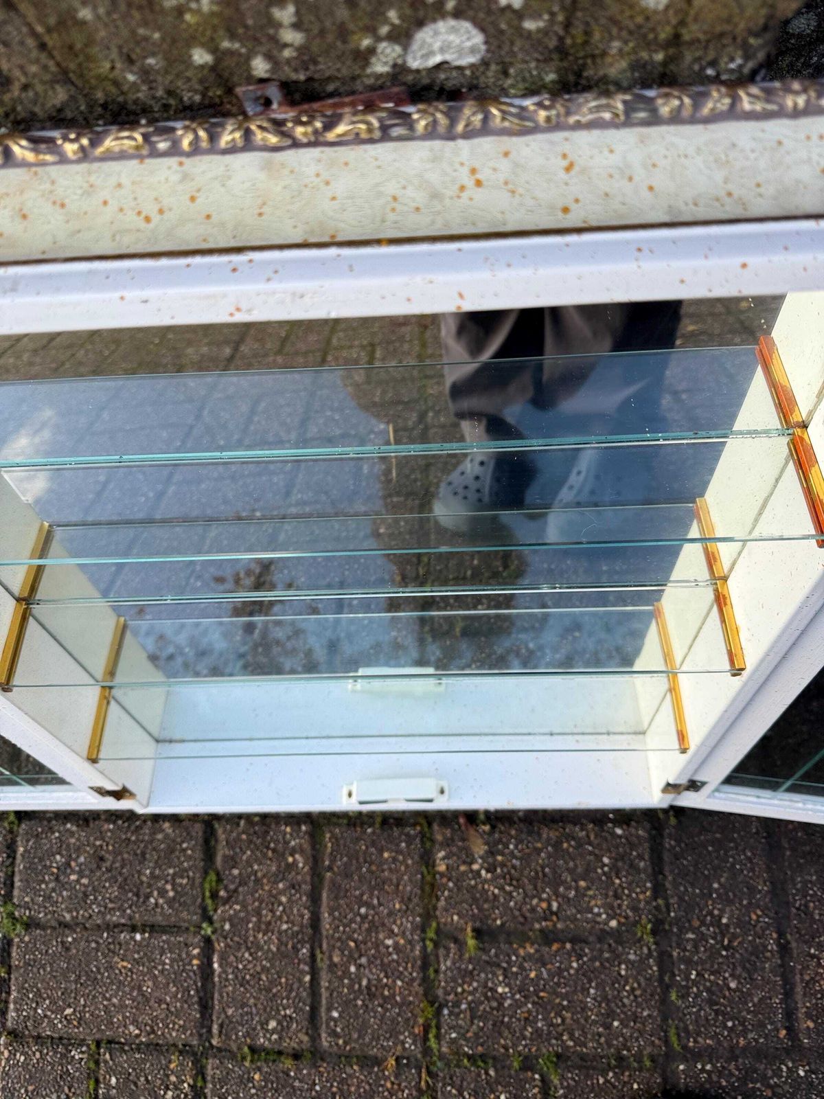 photo for sale Vintage Creazioni Artistiche Mirrored Display Cabinet, 1970s Gilt & Glass Cupboard, Made In Italy Regency Style Display Cupboard 60cm X 60cm