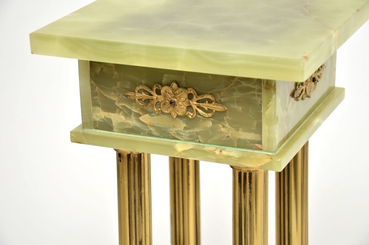 Antique French Onyx And Brass Plant Stand Column photo 878.0