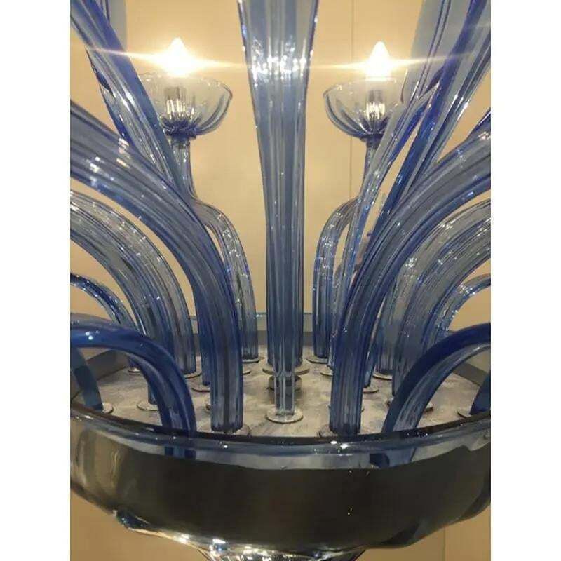 Murano Glass Bluino Italian Leaves Chandelier By Simoeng photo vintage