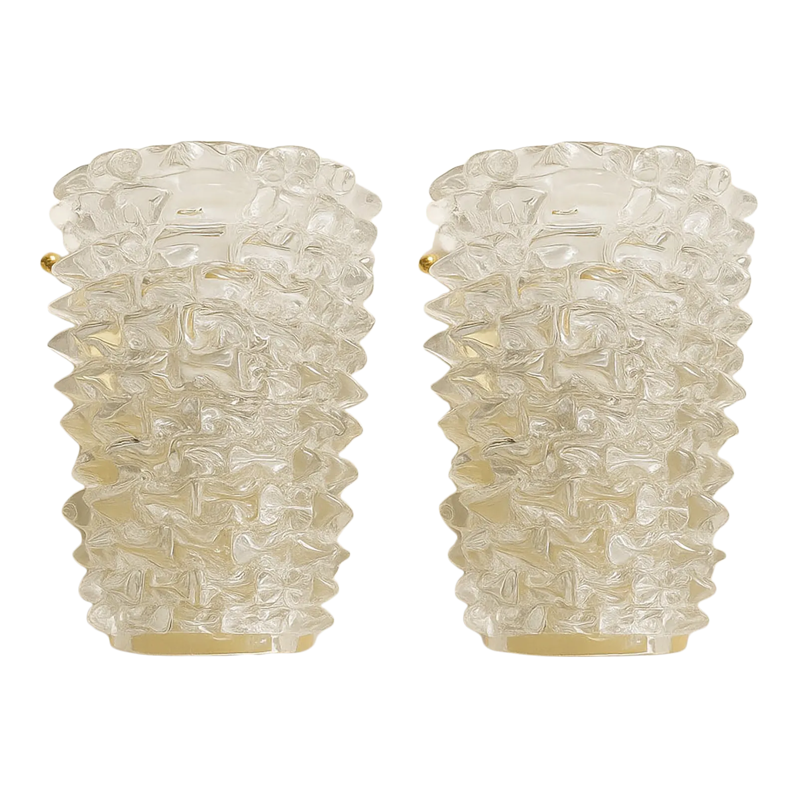 A Pair Barovier Style Art Deco Rostrato Clear Italian Murano Glass Wall Sconces