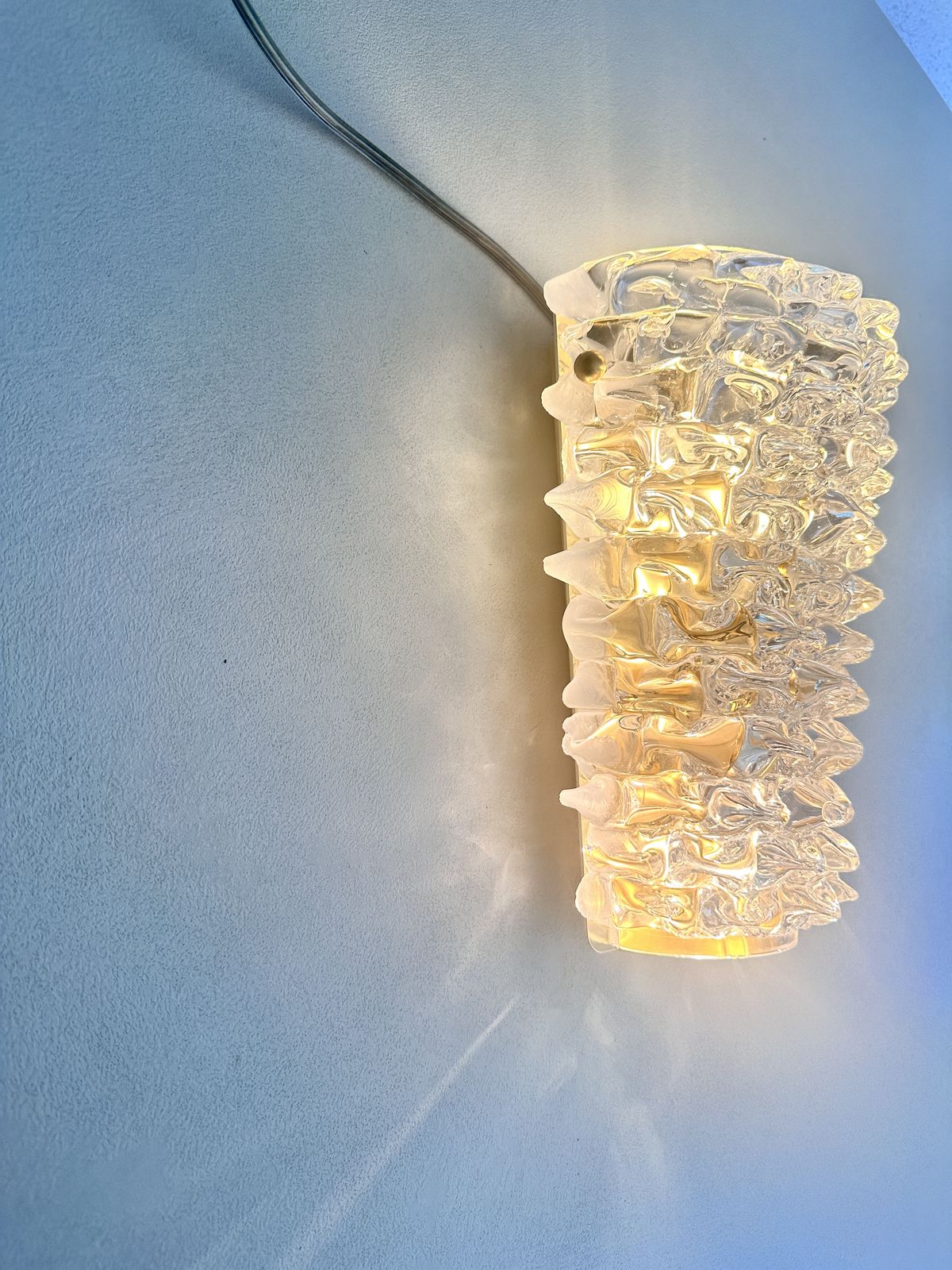 A Pair Barovier Style Art Deco Rostrato Clear Italian Murano Glass Wall Sconces photo buy