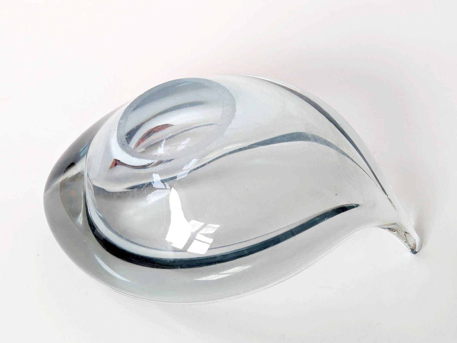 photo furniture Midcentury Holmegaard Akva Glass Bowl By Per Lütken: Signed Danish Art Glass In Aqua Blue