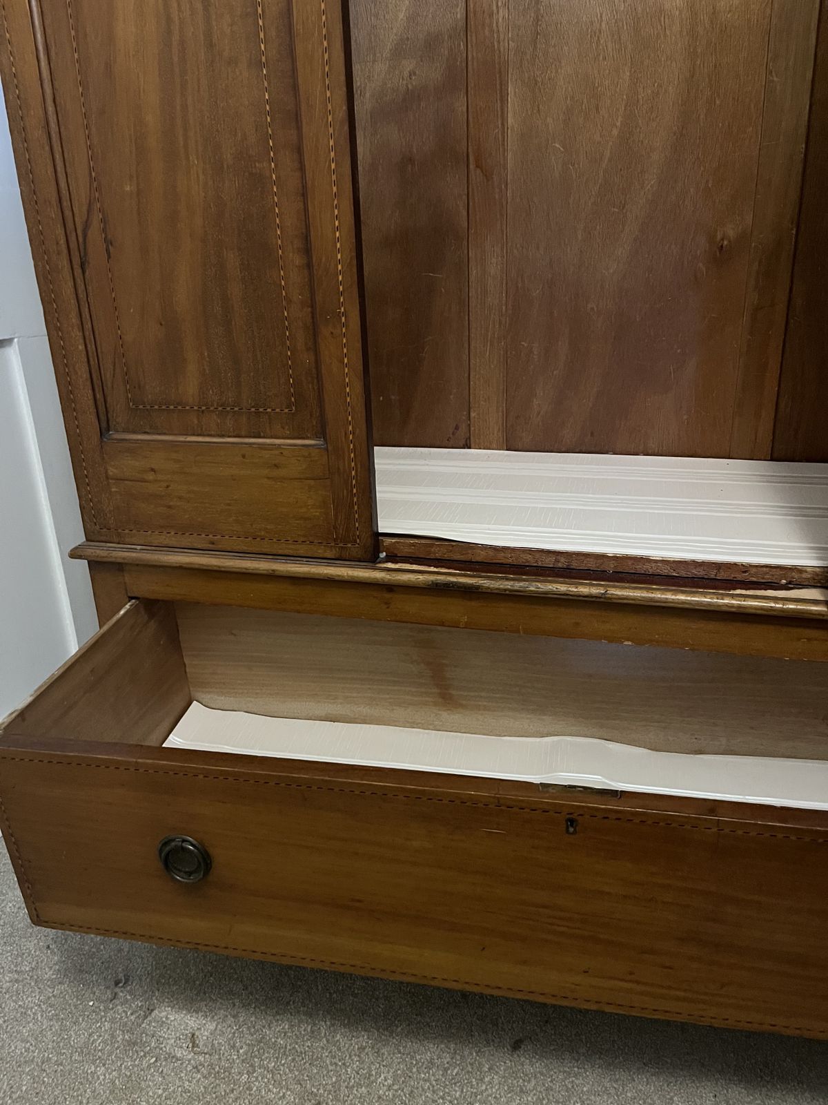 Edwardian Mahogany And Marquetry Inlaid Wardrobe photo for sale