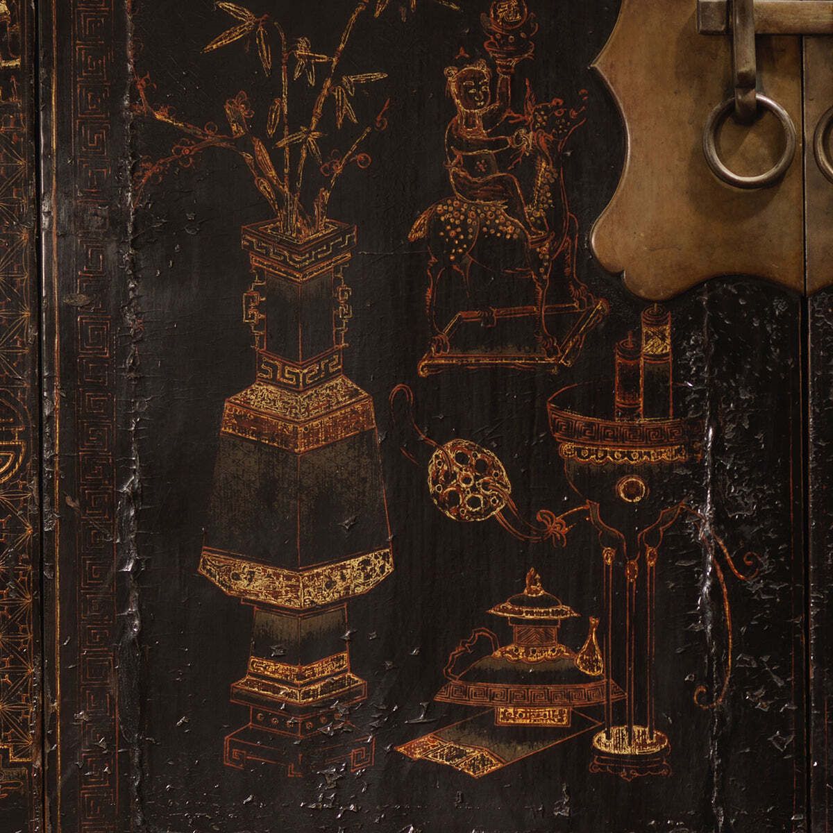 Black Lacquer Gold Painted Shanxi Cabinet photo 6595.0