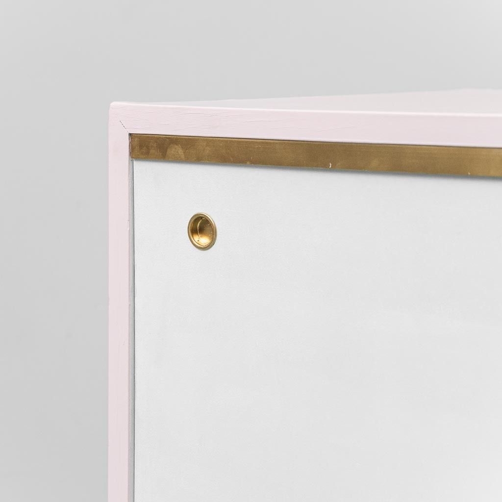 Vintage Sideboard In Pink And White Wood, Italy, 1960s, Modern Antiques photo for sale