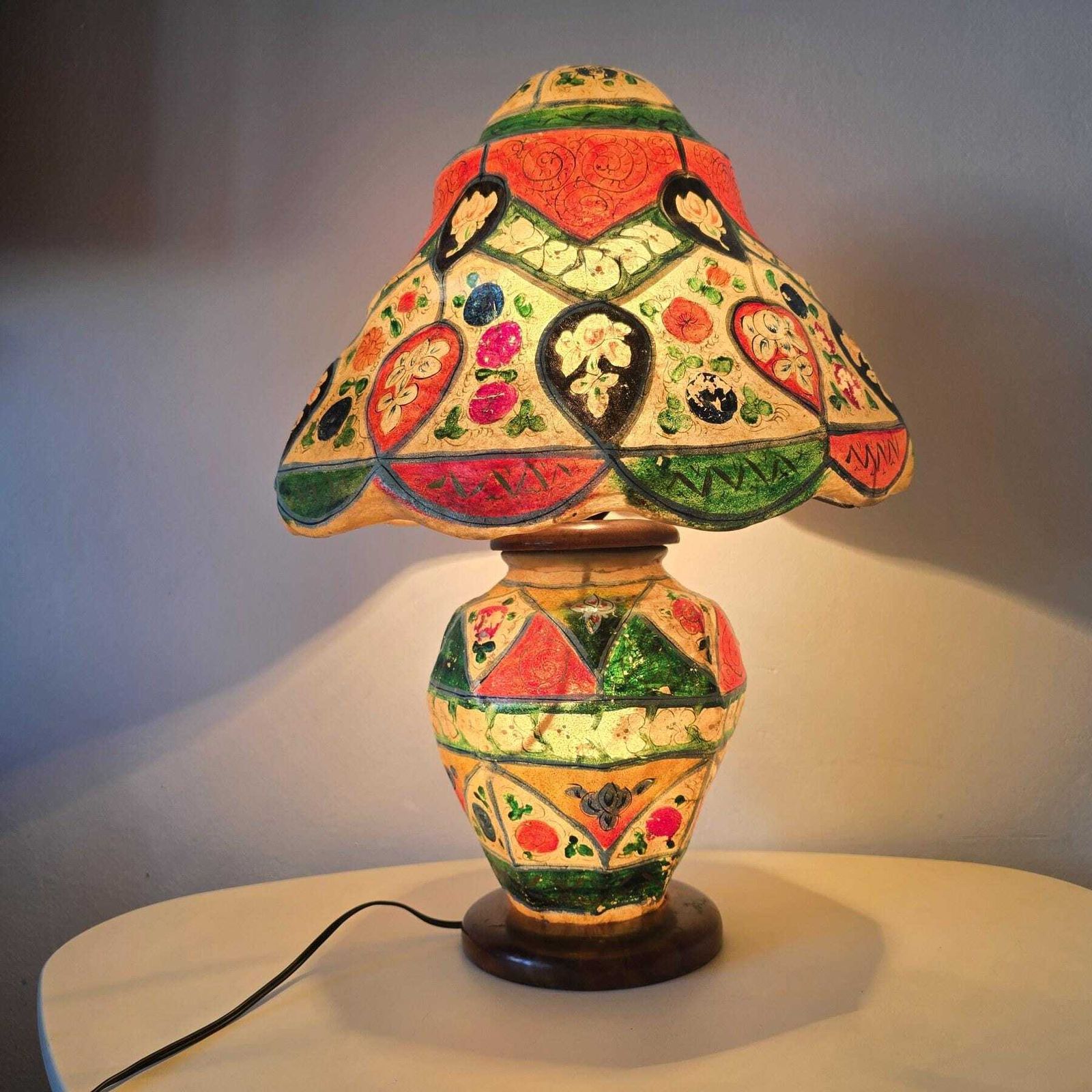 Delightful Vintage Retro Camel Skin Hand Painted Lamp photo furniture