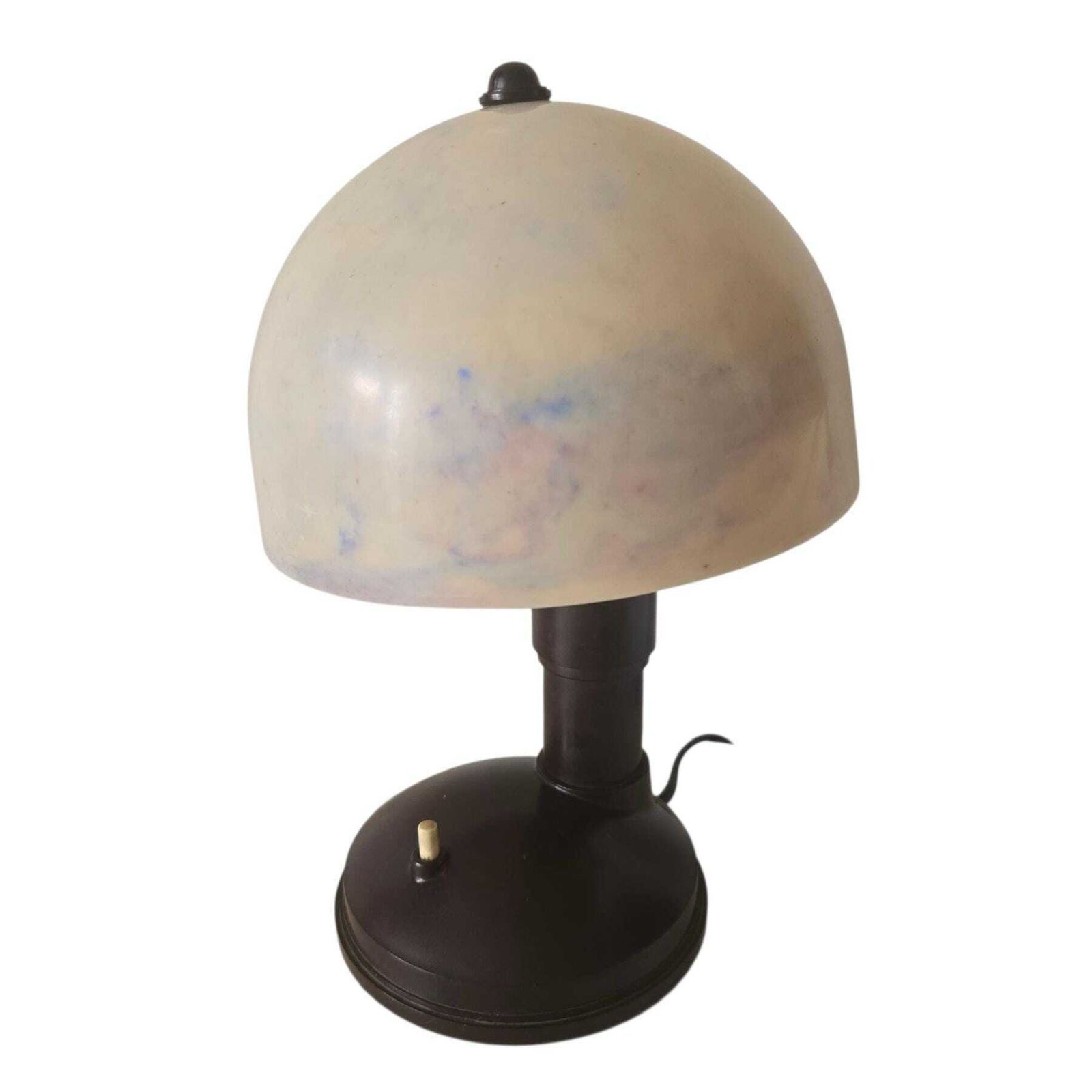 Vintage Zeldzame Bakelieten Paddenstoellamp, Art Deco Stijl, Bruine Voet Met Gemarmerde Bakelieten Kap – Prijs Is Per Lamp photo vintage