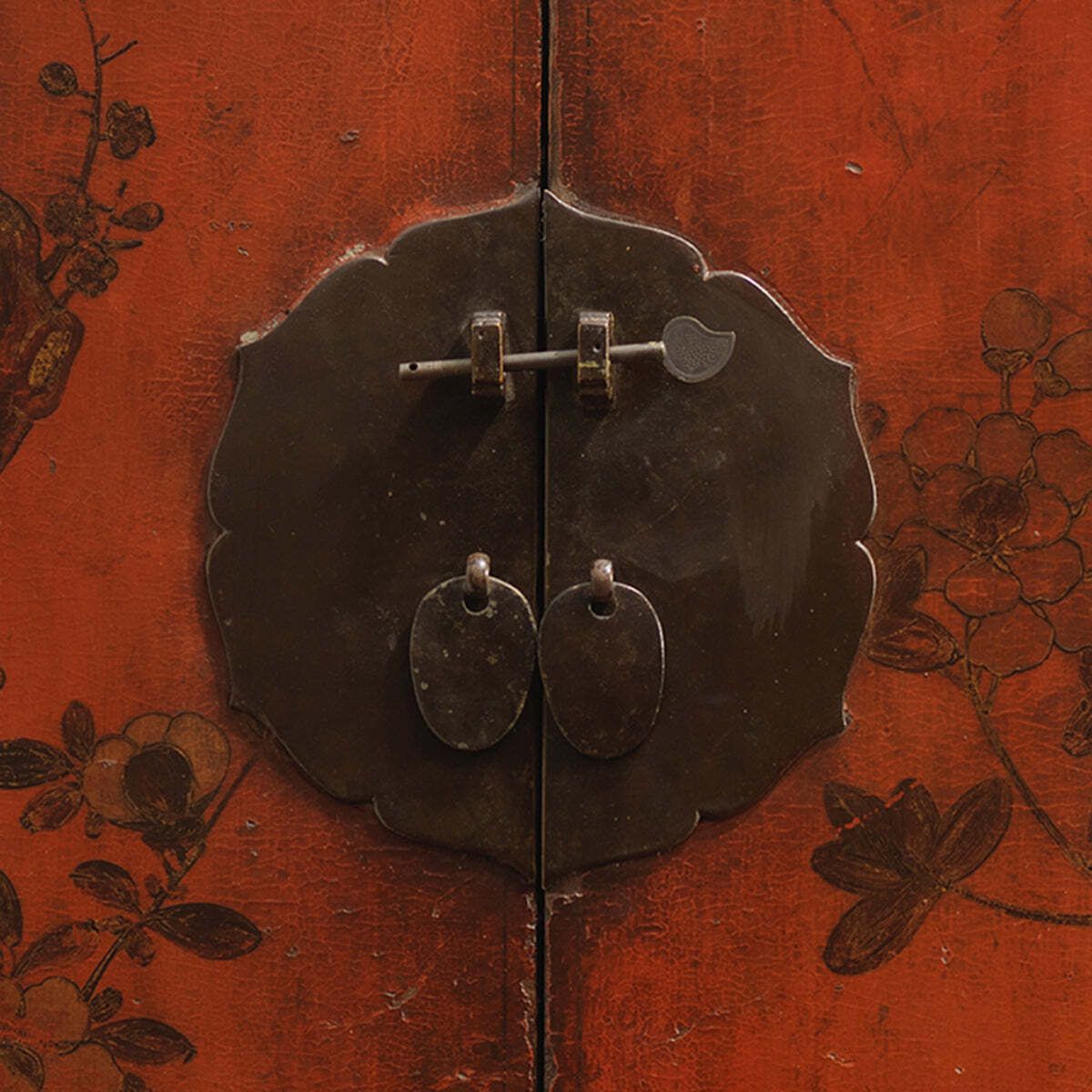 Red And Gold Wedding Cabinet With Birds photo Furniture