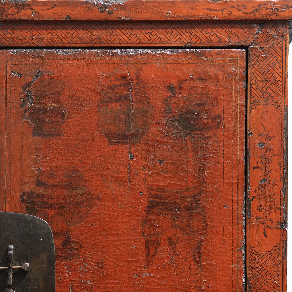 Large Red And Gold Armoire With Curios photo vinterior