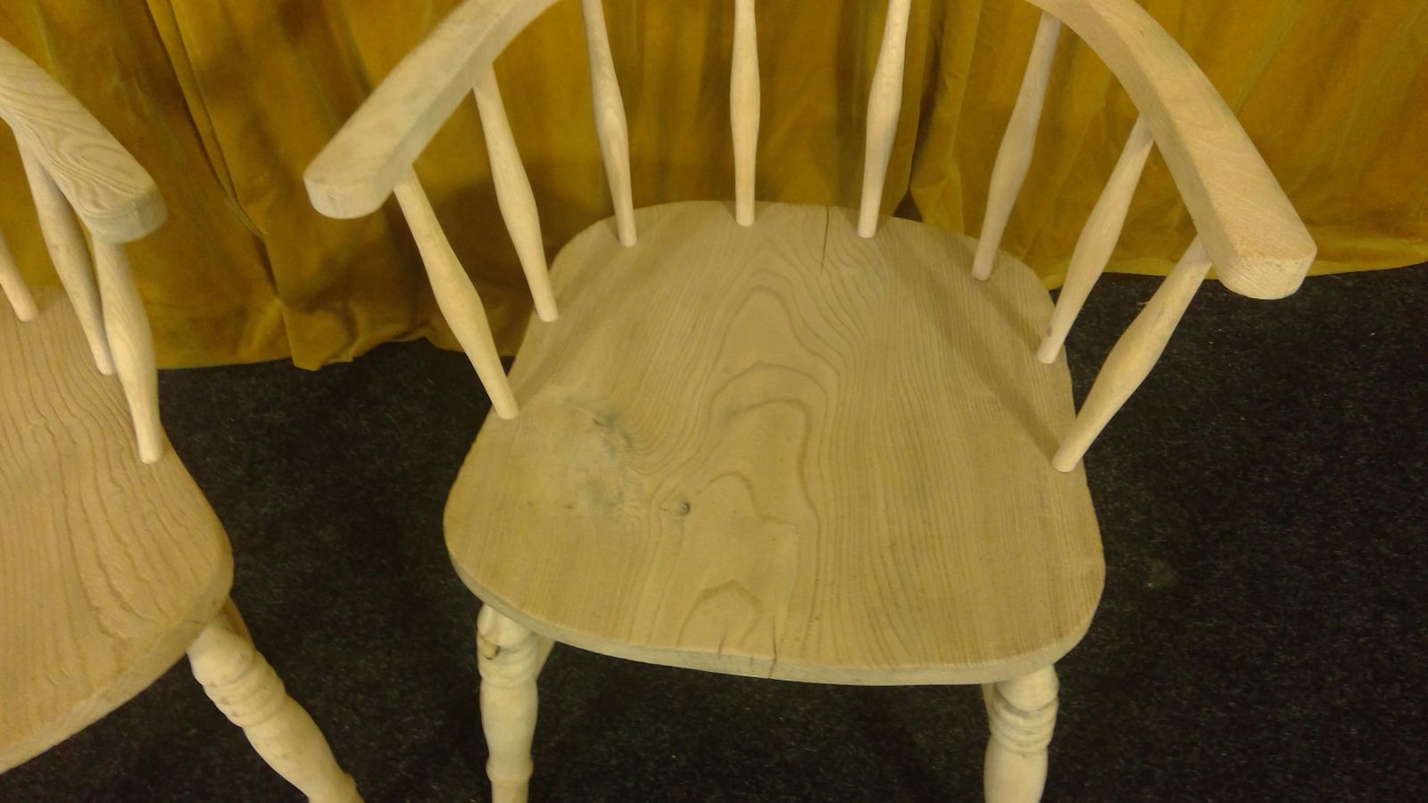A Good Pair Of Matched Antique Captains Chairs In A Natural Raw Finish photo furniture