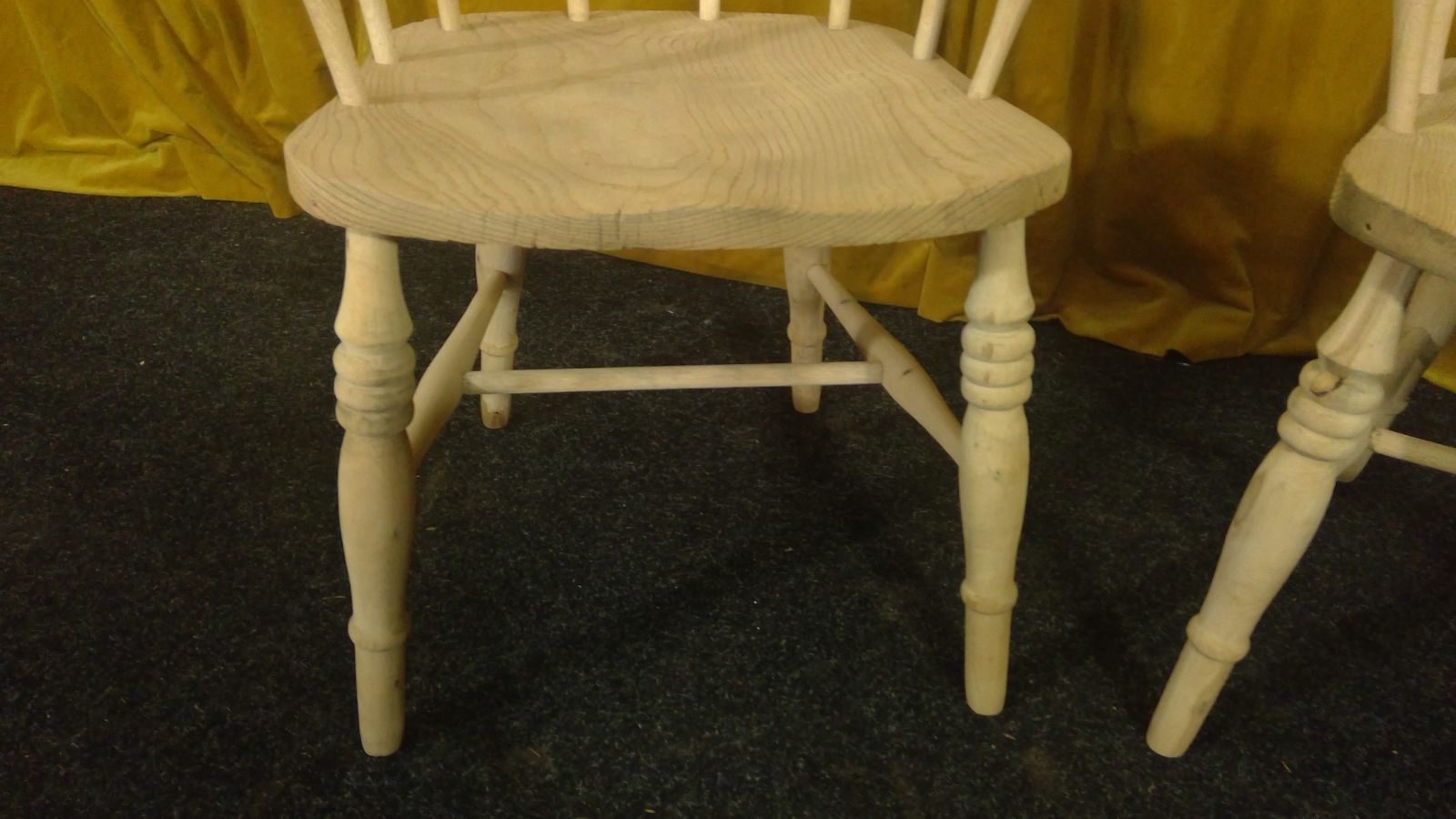 A Good Pair Of Matched Antique Captains Chairs In A Natural Raw Finish photo vinterior