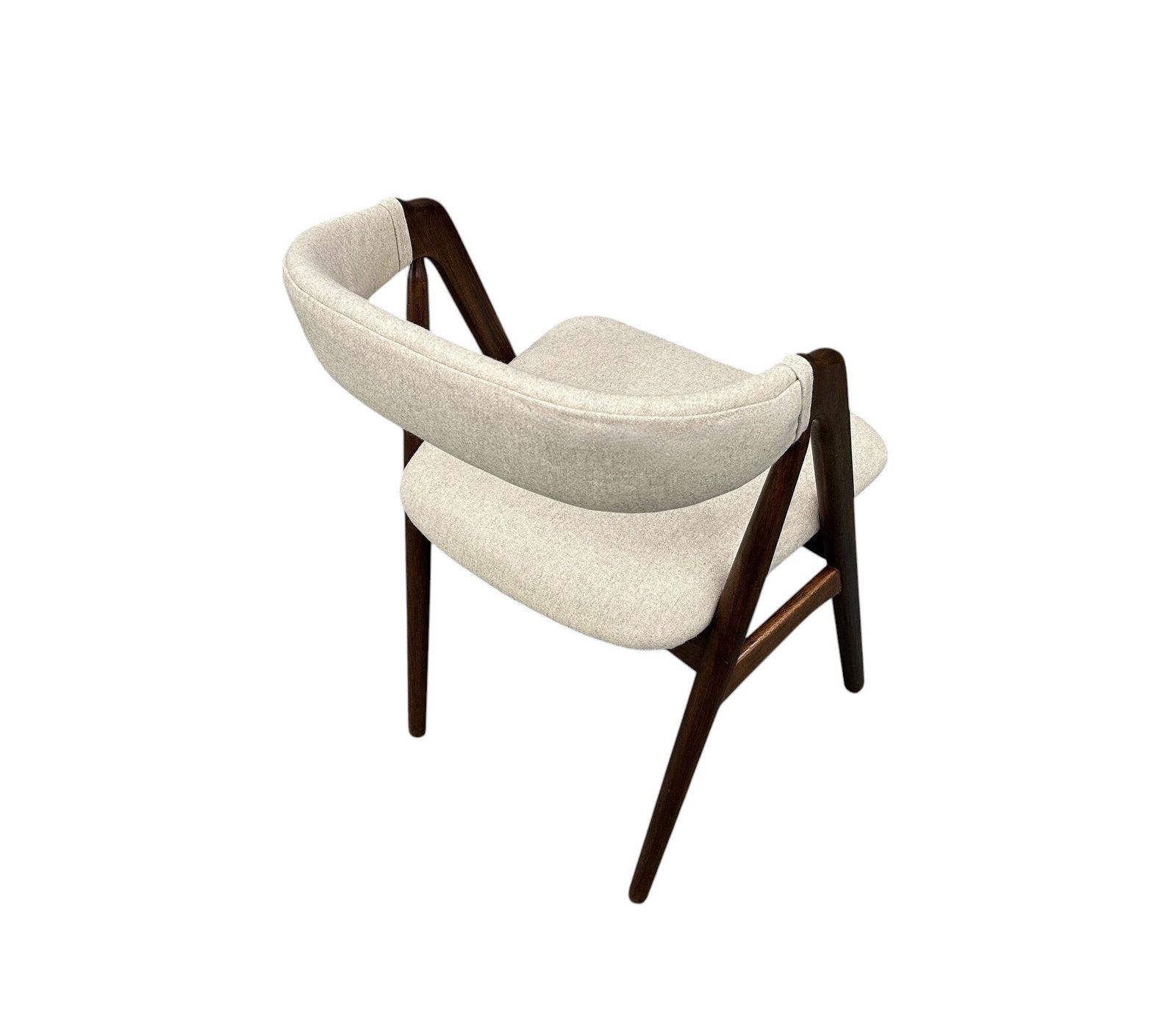 photo buy Danish Thomas Harlev For Farstrup Model 205 Teak & Cream Wool Dining Desk Chair Mid Century 1950s