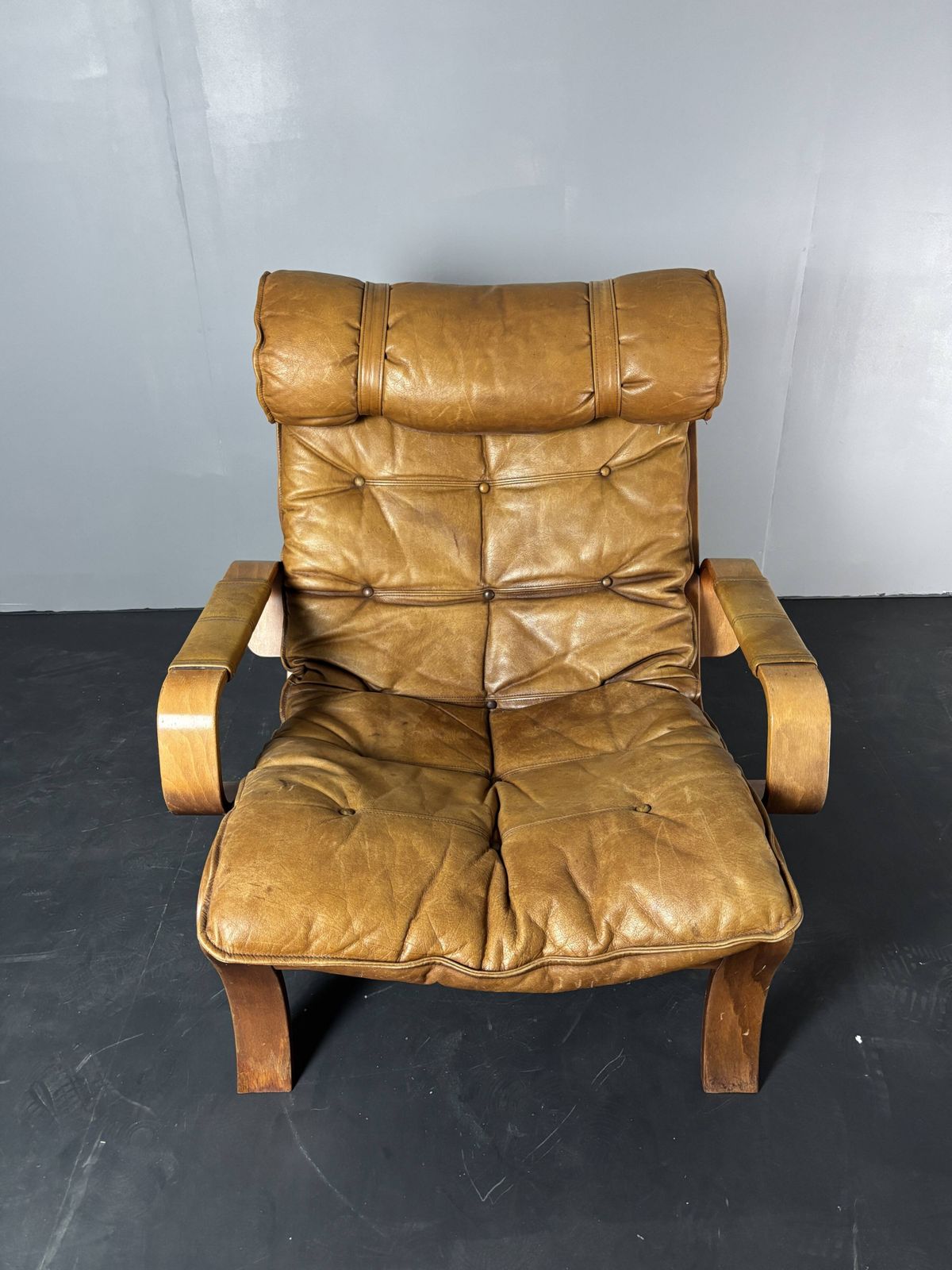 Swedish Leather Bentwood Lounge Chair By Jan Bengstsson, 1970s photo buy