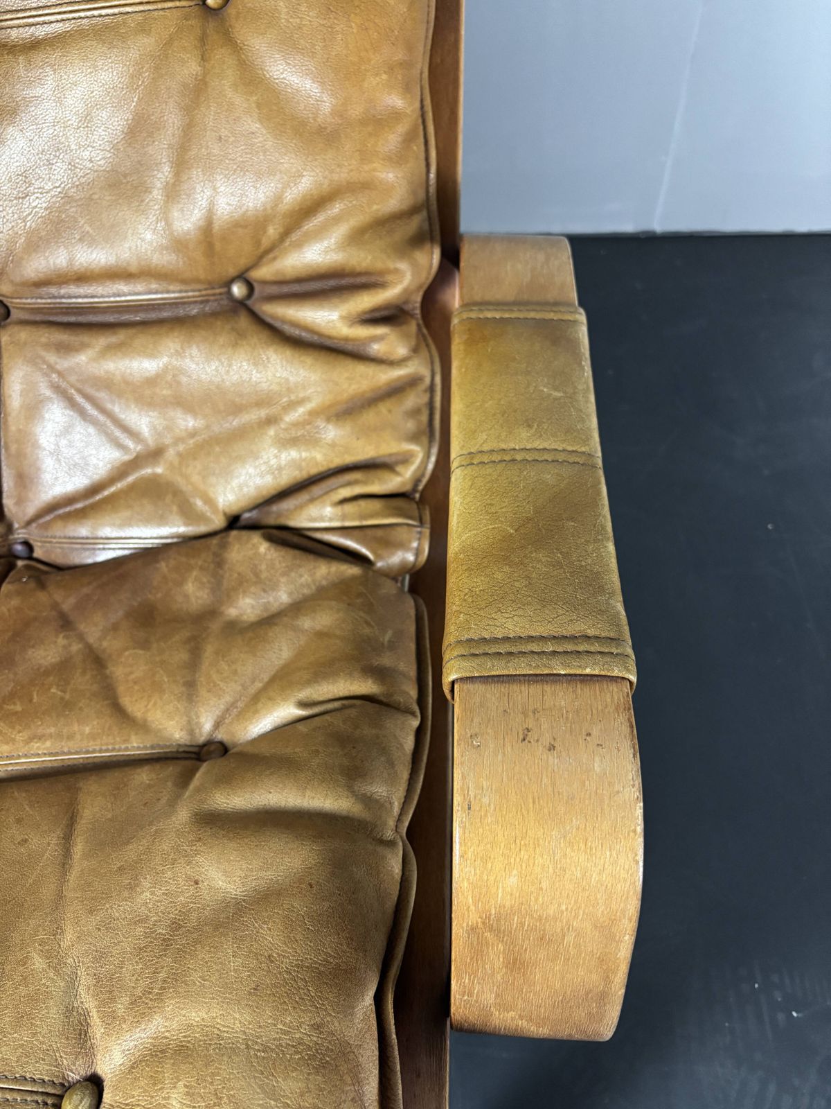 Swedish Leather Bentwood Lounge Chair By Jan Bengstsson, 1970s photo vintage