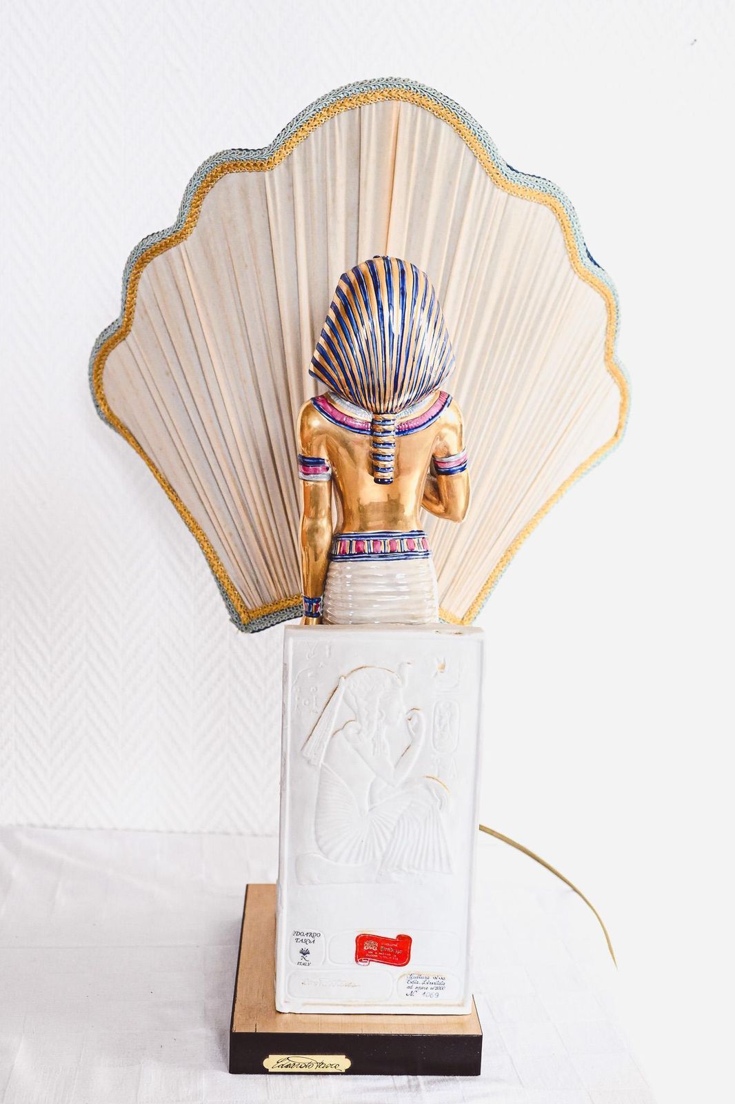 Vintage Edoardo Tasca Capodimonte Egyptian Pharaoh Table Lamp 58cm King Tut Porcelain Hollywood Regency Italy 1950s photo buy