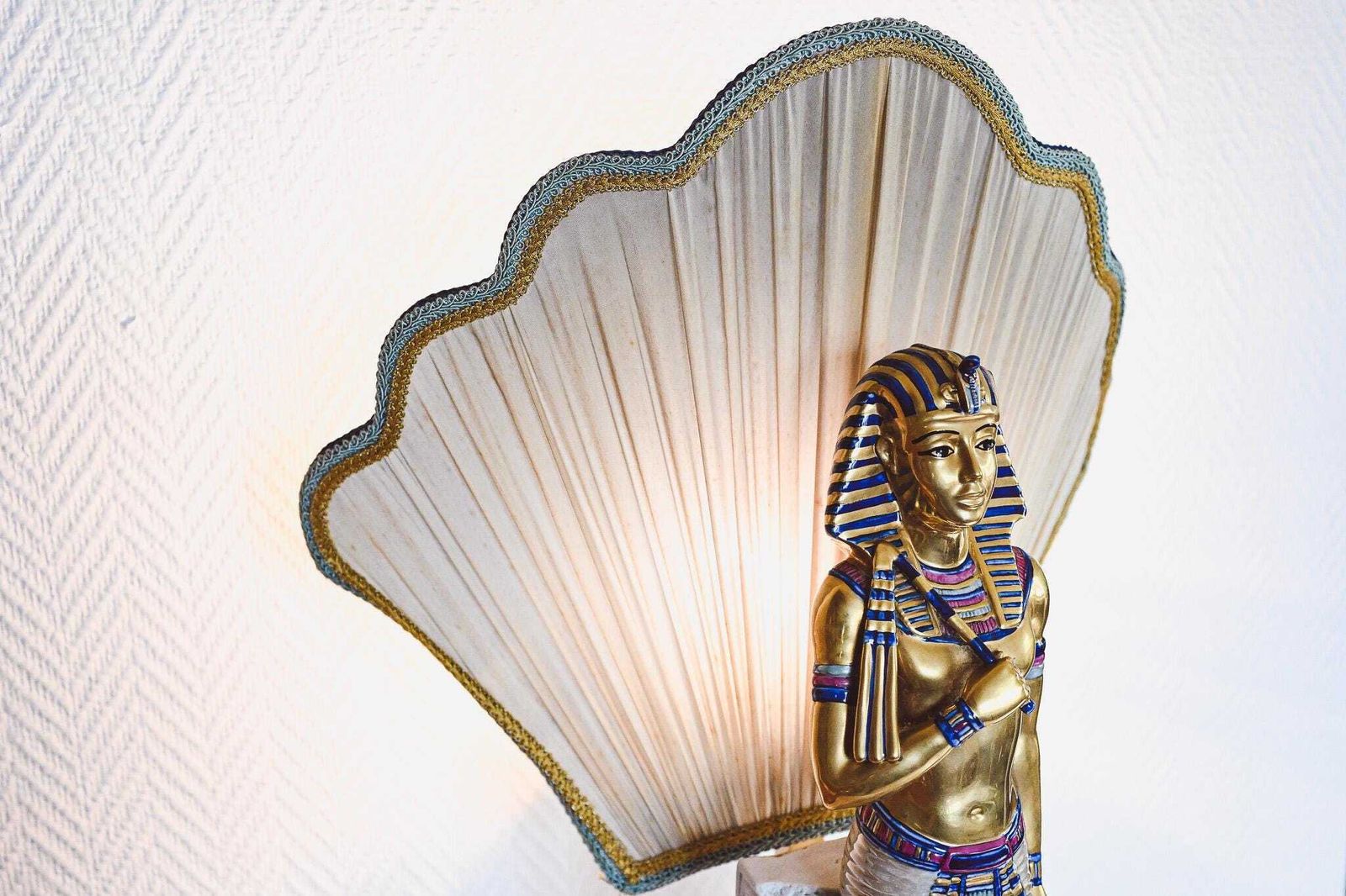 photo for sale Vintage Edoardo Tasca Capodimonte Egyptian Pharaoh Table Lamp 58cm King Tut Porcelain Hollywood Regency Italy 1950s