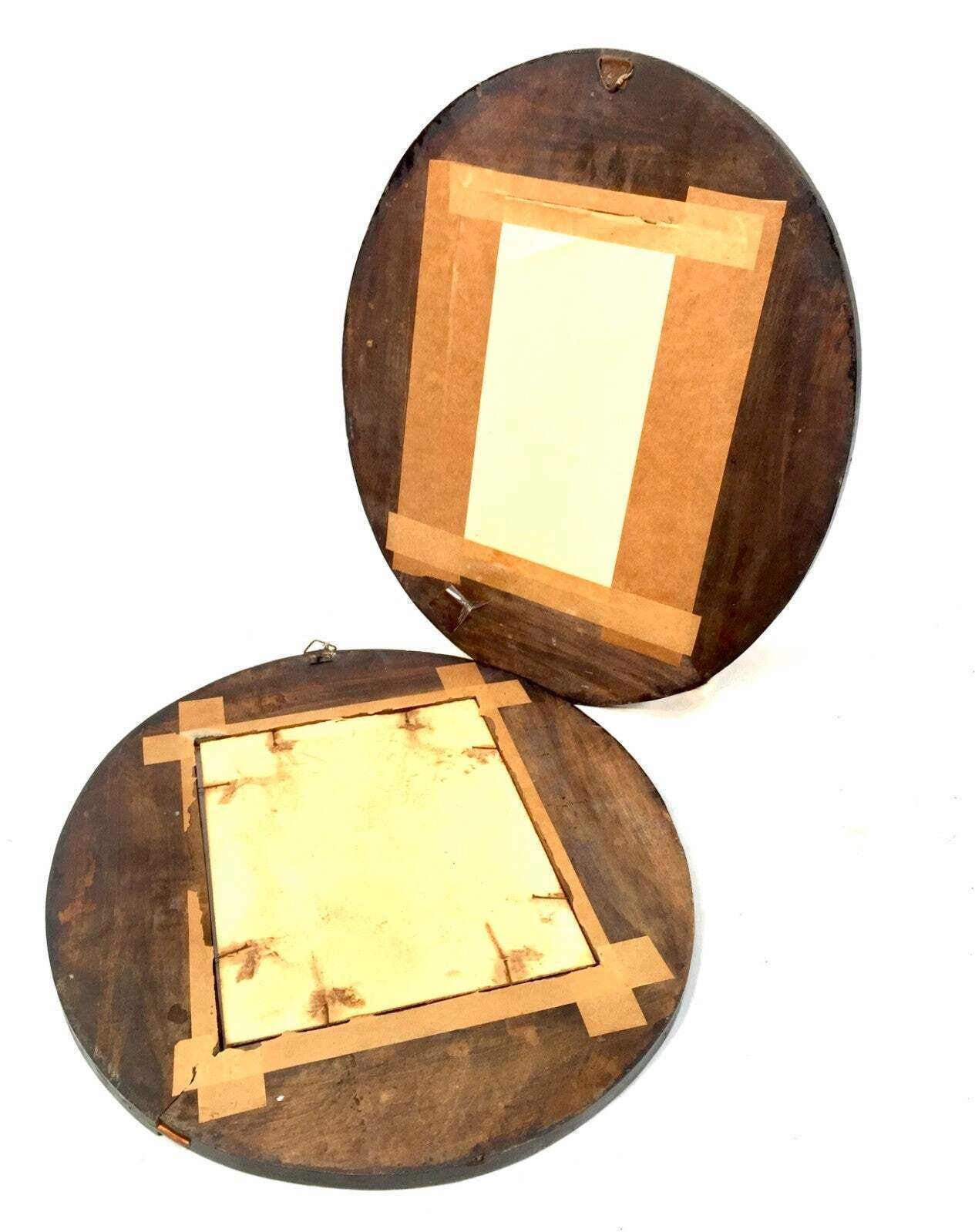 Antique Pair Of German Black Forest Wooden Picture Frames With Prints Of Art photo 129.0