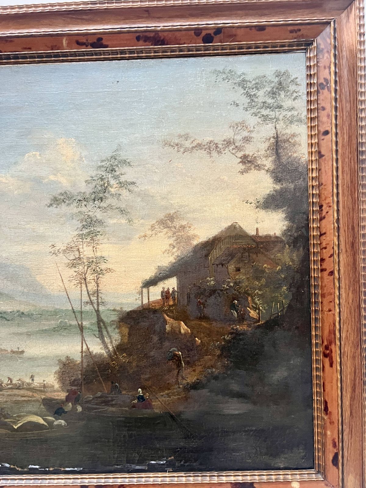 Oil On Canvas "Seascape And Mountains" 19th Century photo buy