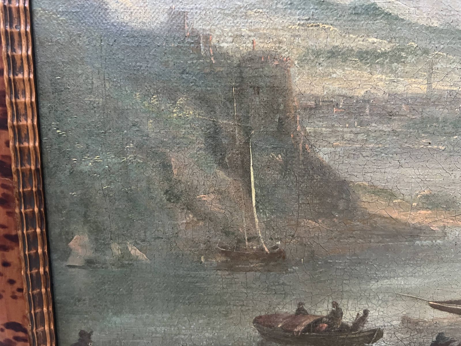 1739.1 Oil On Canvas "Seascape And Mountains" 19th Century photo