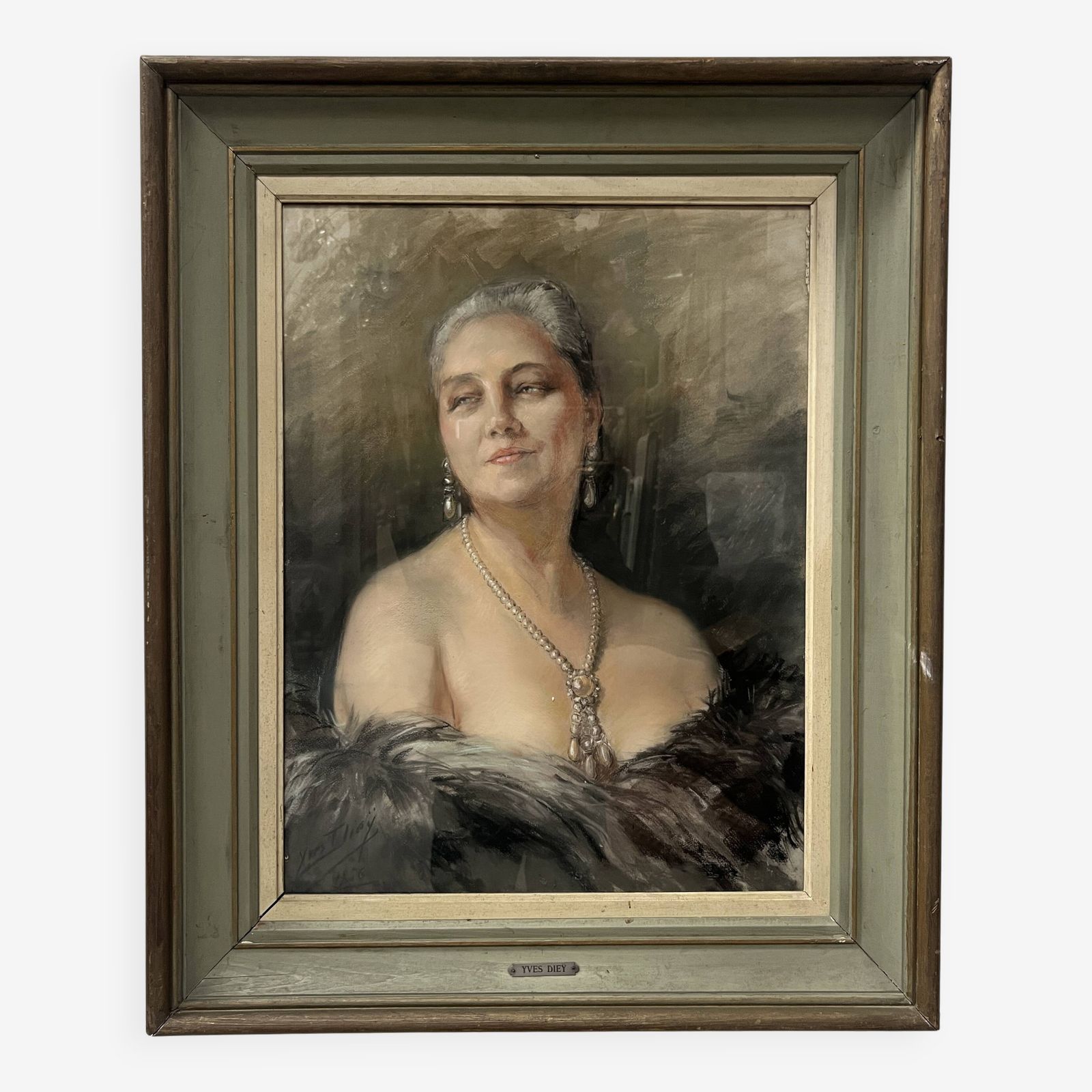 "Woman With Bare Shoulders By Yves Diey" Bust Portrait