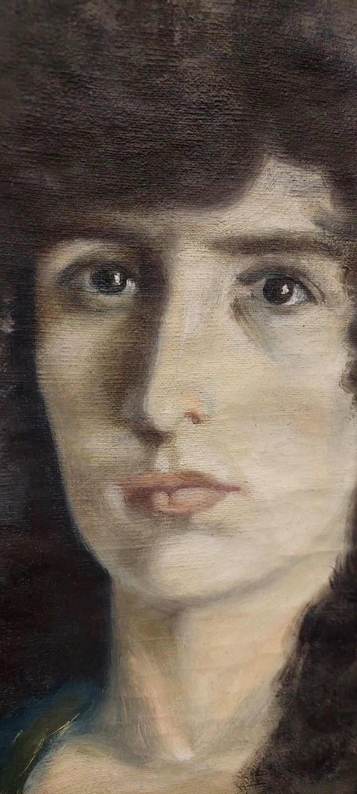 Painting On Canvas Portrait Woman 1930s Signed photo vinterior