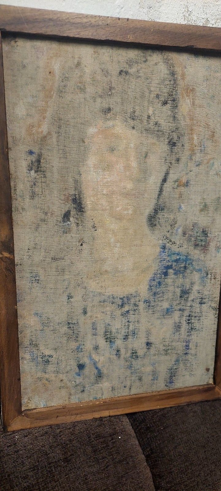 Painting On Canvas Portrait Woman 1930s Signed photo vintage