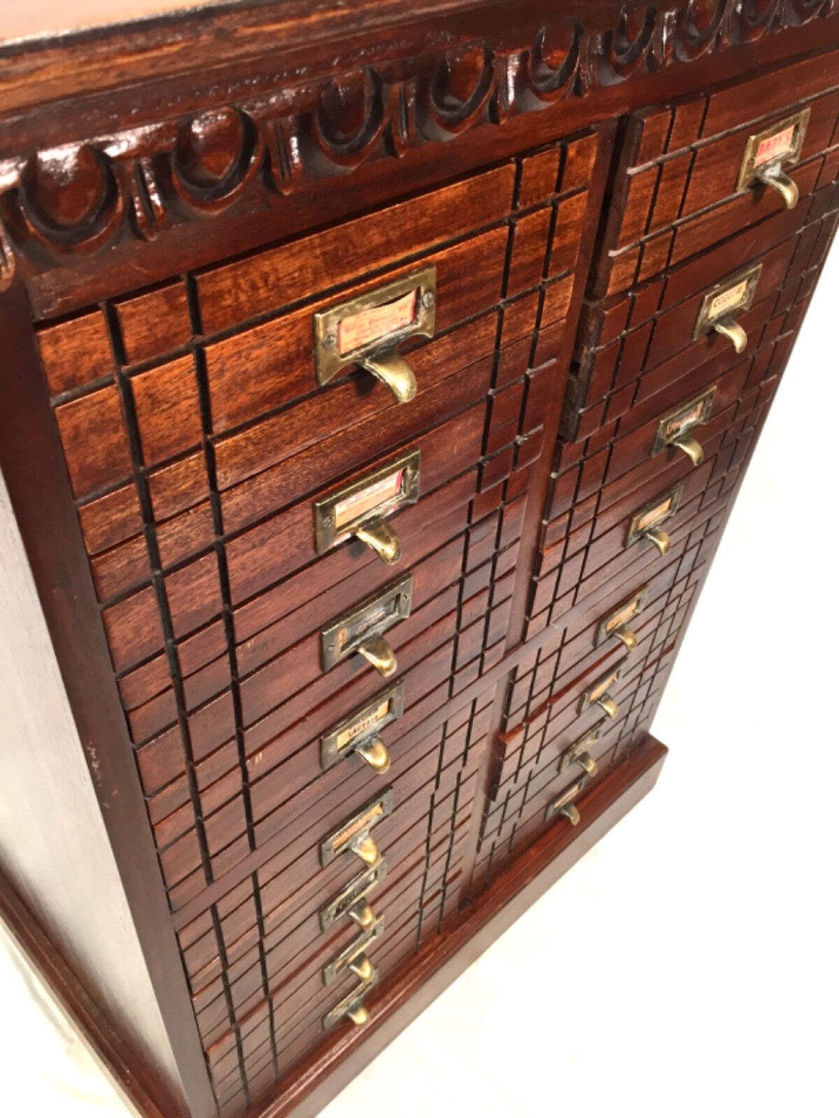Antique Large Wooden Apothecary Drawer Unit / Storage Filing Cabinet Chest C1900 photo for sale