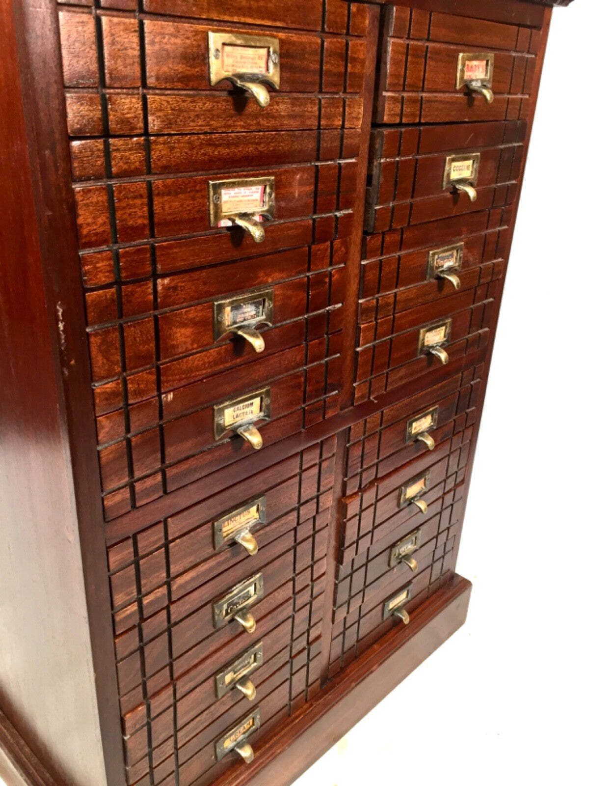 Antique Large Wooden Apothecary Drawer Unit / Storage Filing Cabinet Chest C1900 photo vinterior