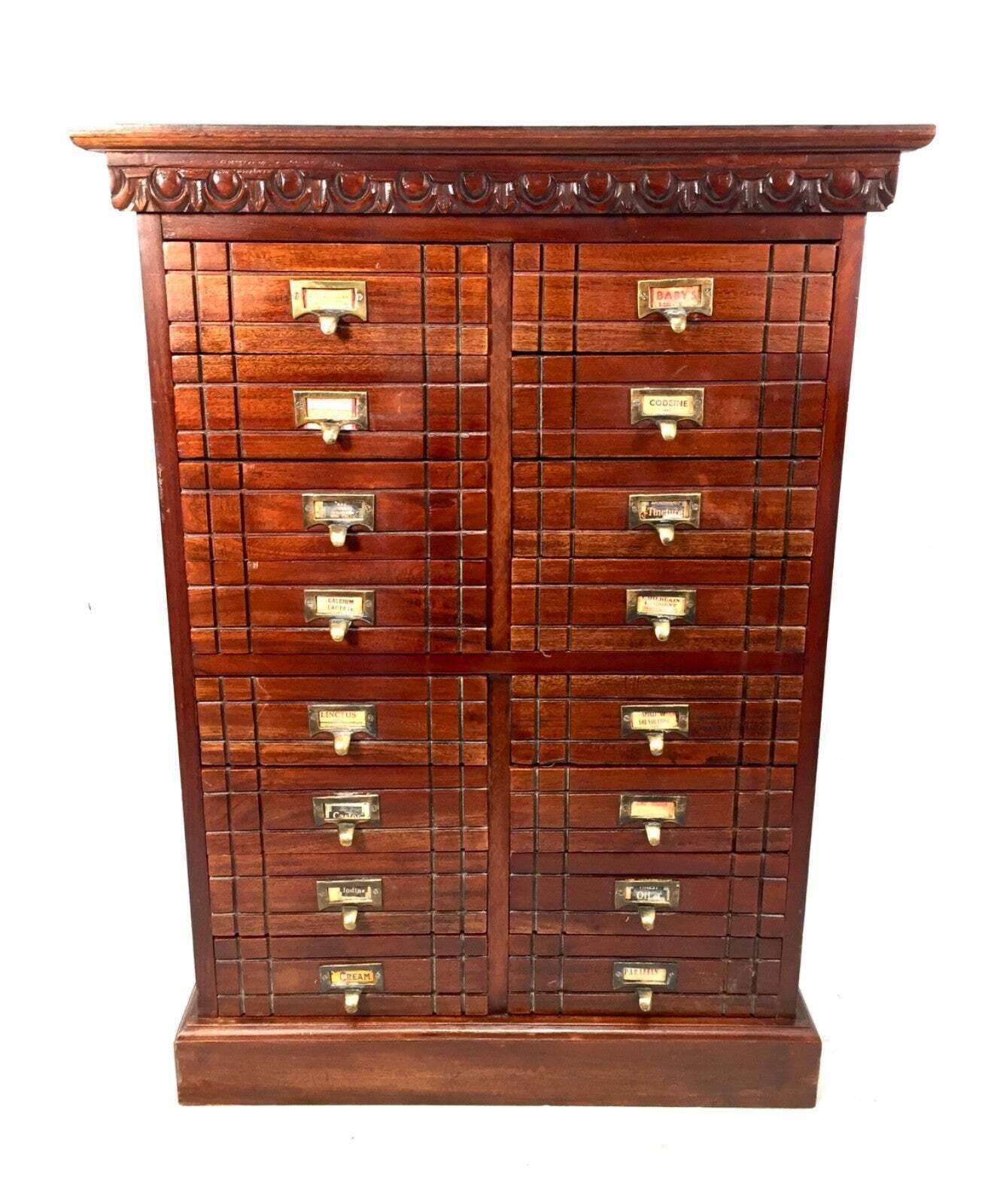 Furniture Antique Large Wooden Apothecary Drawer Unit / Storage Filing Cabinet Chest C1900 photo