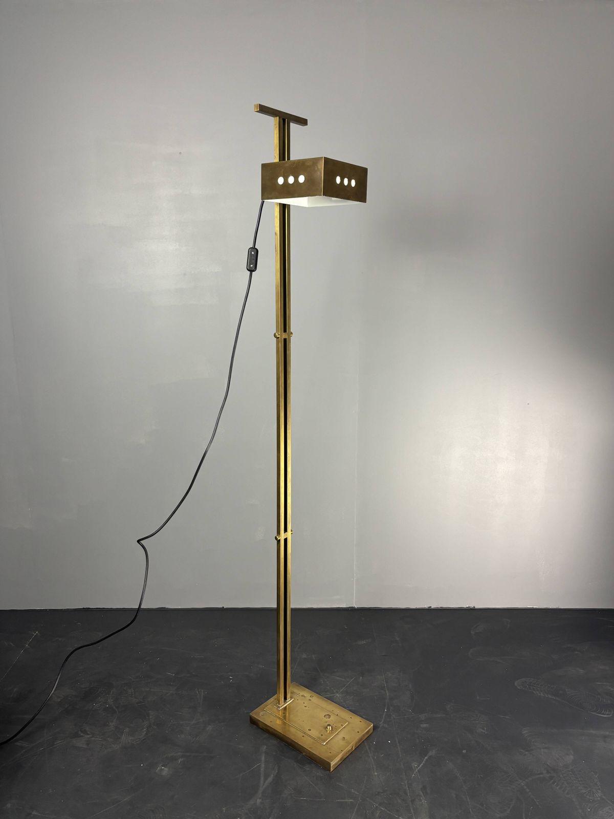 Brass Bauhaus Art Deco Adjustable Floor Lamp In The Style Of Marcel Breuer photo for sale
