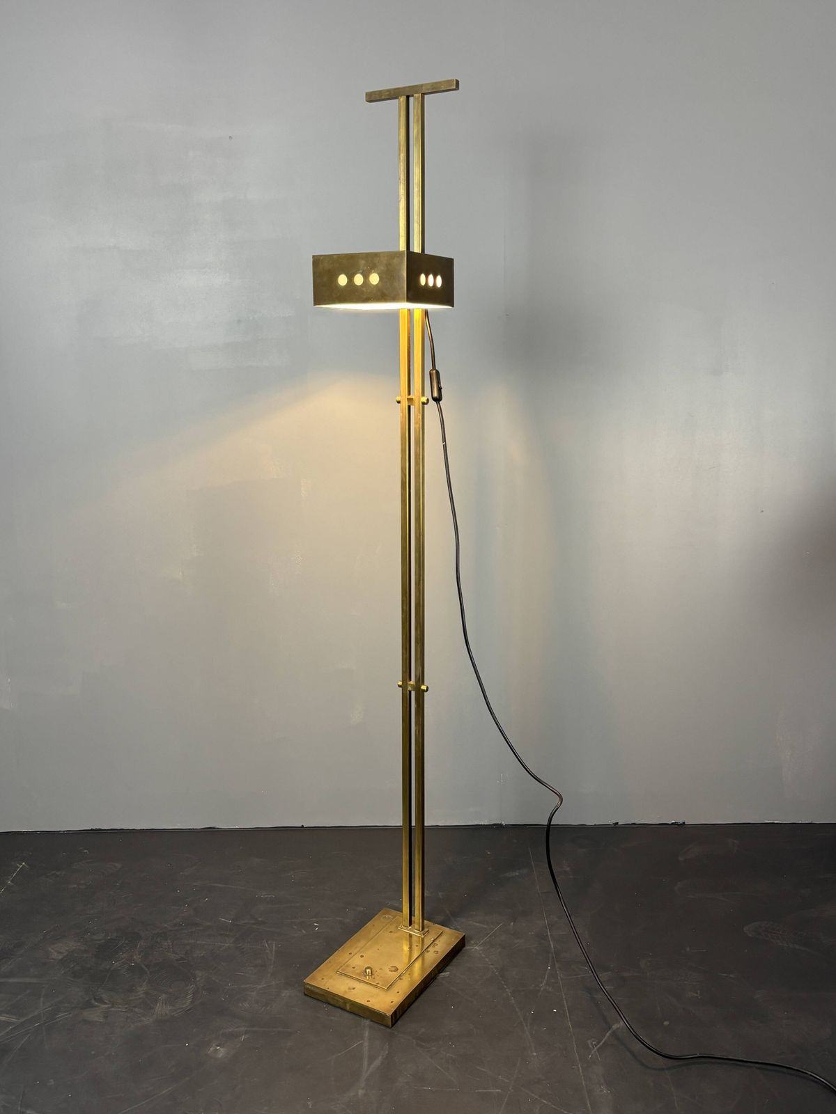 Brass Bauhaus Art Deco Adjustable Floor Lamp In The Style Of Marcel Breuer photo vinterior