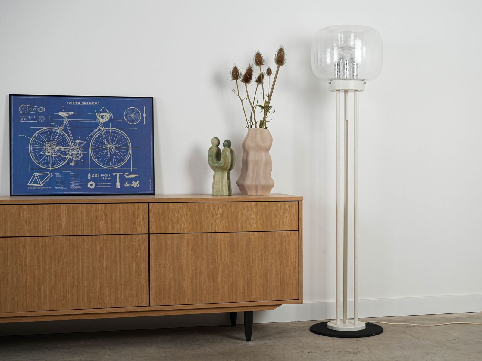 Floor Lamp, Murano Glass, Italian Design, 1970s, Made In Italy photo for sale