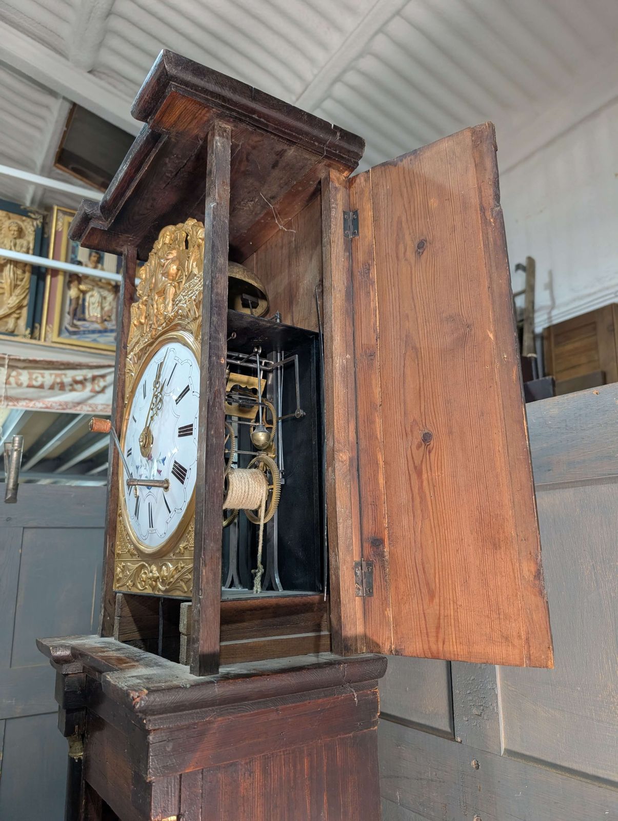 Early 19th Century French Antique Pine Grandfather Clock photo furniture