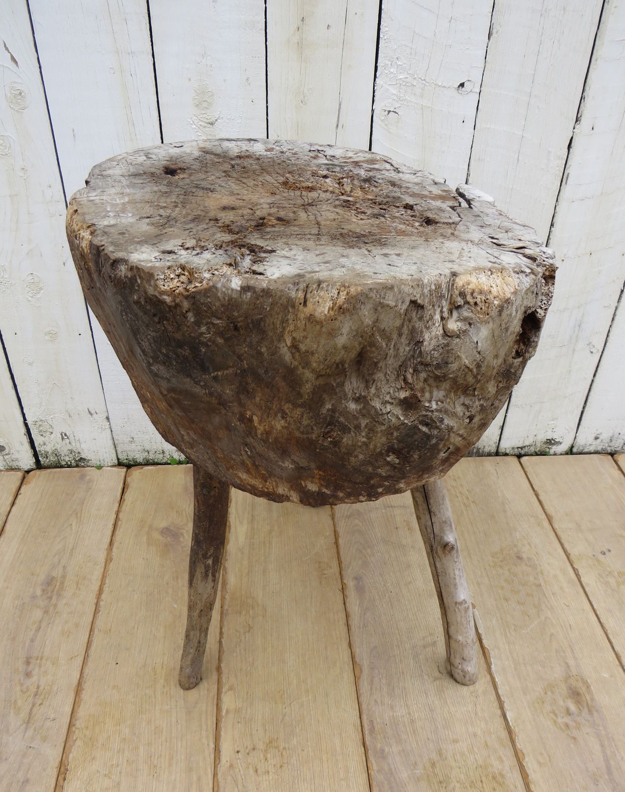 Antique French Chopping Block Side Table photo Furniture