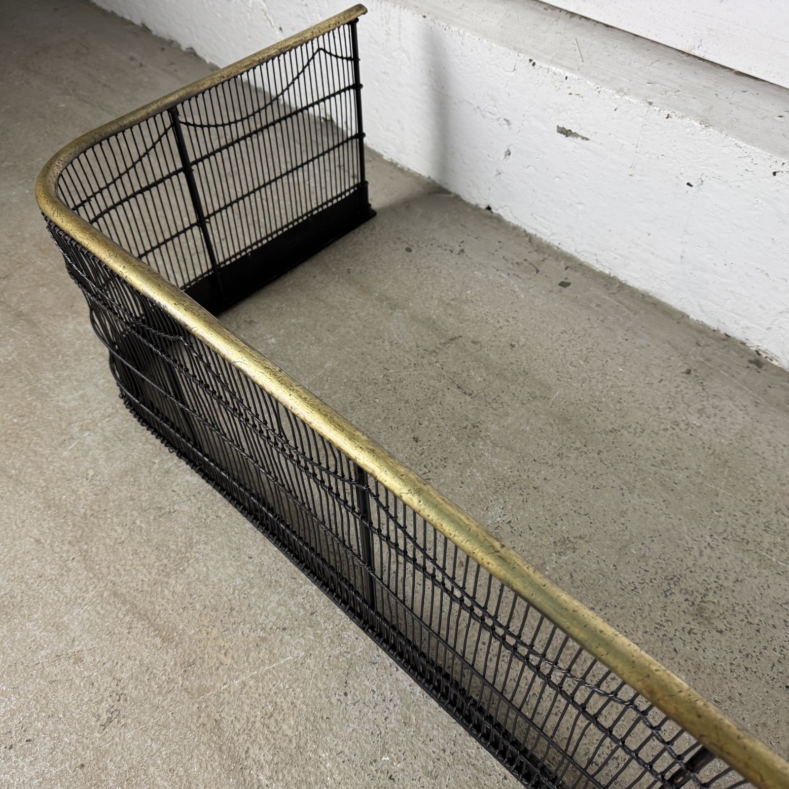 Victorian Iron Fireplace Spark Guard With Brass Rail photo 575.0