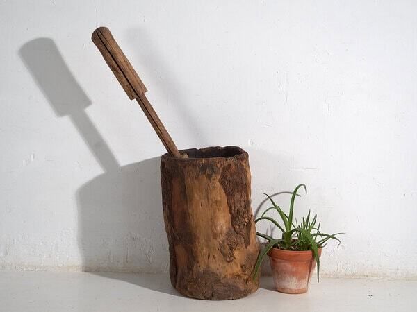 Large Antique Wabi Sabi Style Mortar And Pestle (C.1920) #78 photo buy