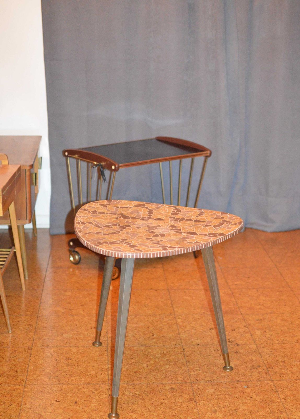 Vintage 50s Mid Century Nordic Modernist Rockabilly Desk Tripod Desk photo for sale